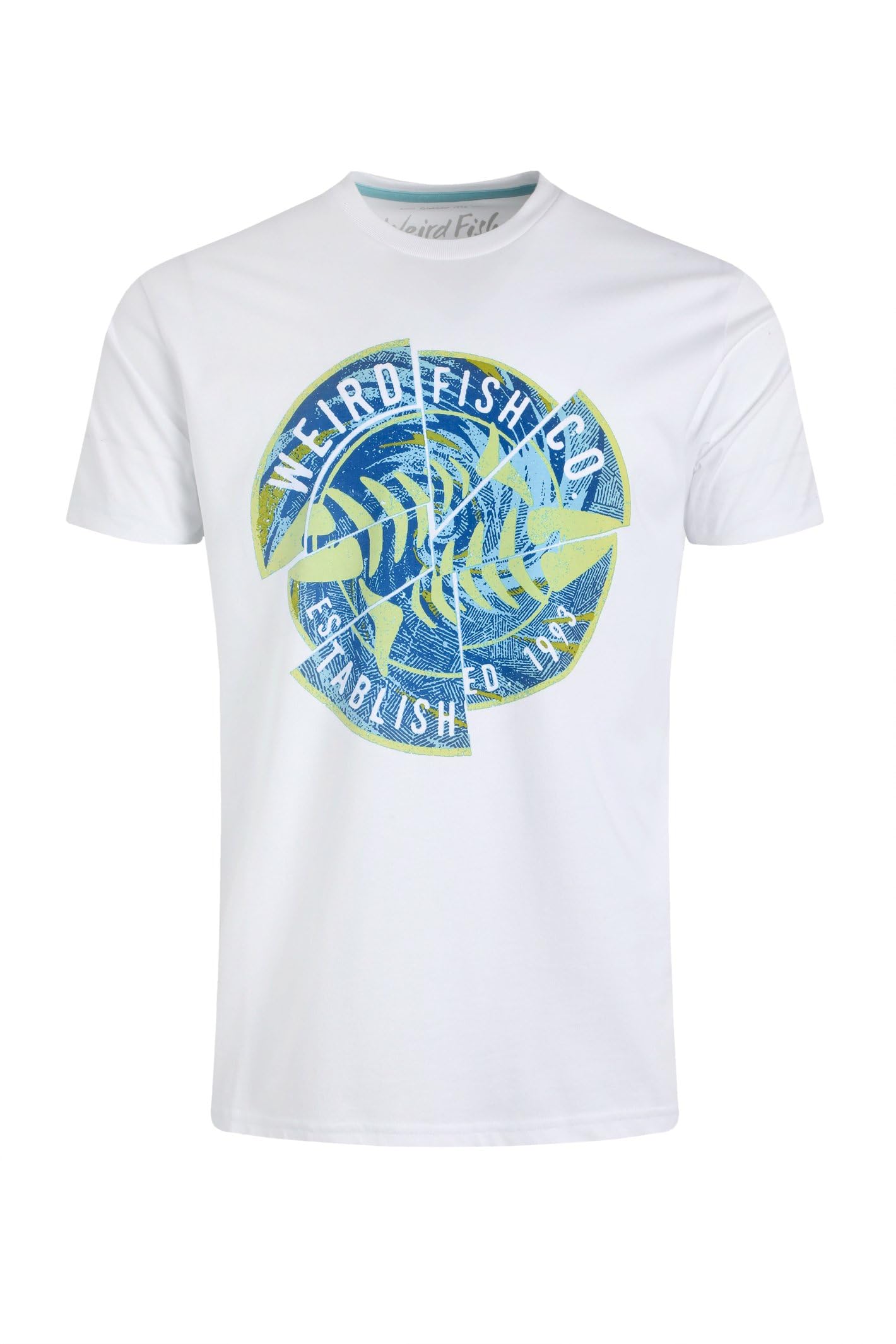 Weird Fish Vortex Front Print Graphic T-Shirt White Size 5XL