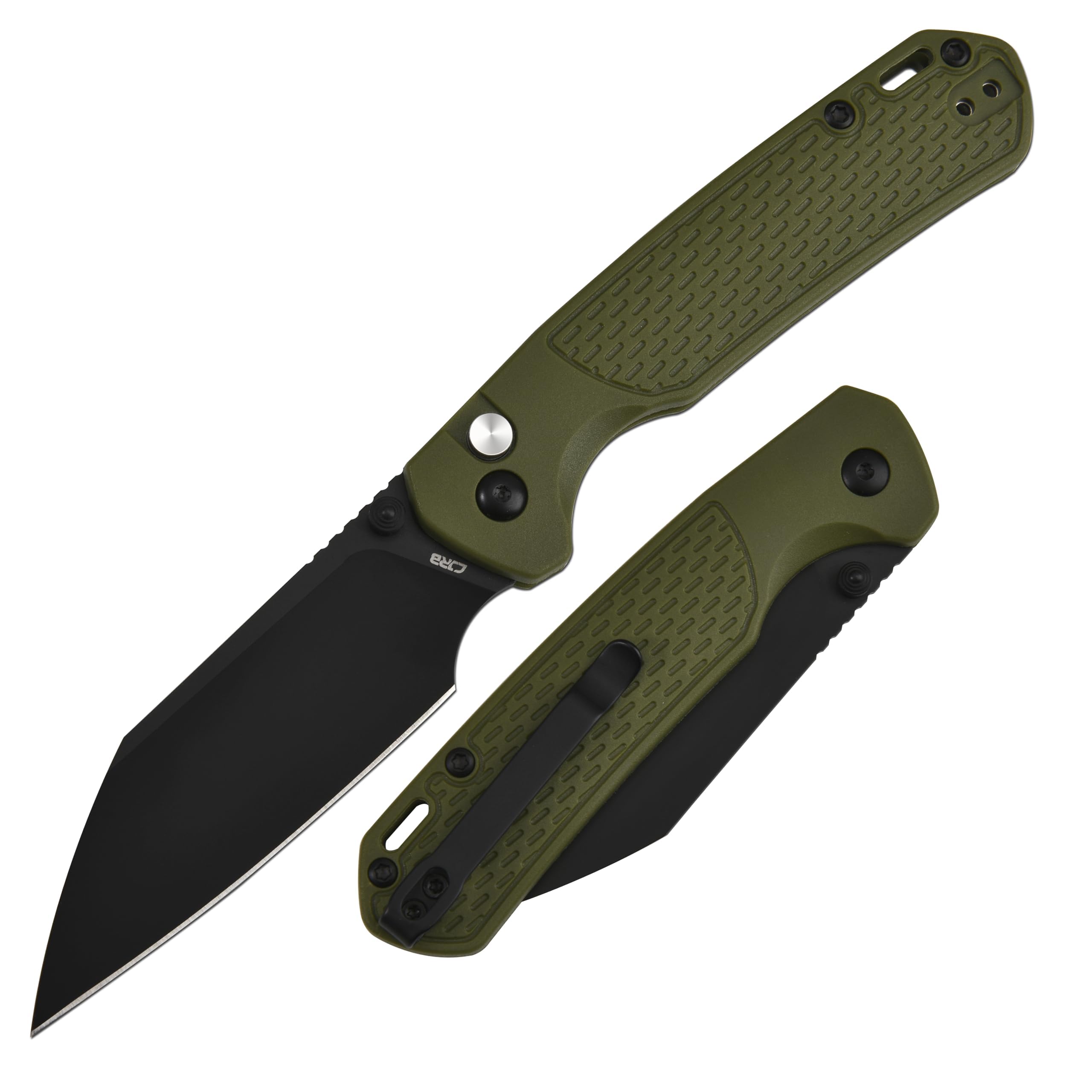 CJRB Pyrite-Light Pocket Knife, Folding Knife with 3.34'' AR-RPM9 Steel Blade EDC Knife Small Pocket Knife with Pocket Clip for Men Women, Suitable for Camping Survival Hiking Knives, J1945 Green