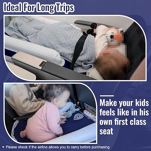 Miniatura 3 de Cama de avión para niños, cama inflable para niños pequeños, extensor de asiento para niños, camas de avión para niños pequeños con cinturón de