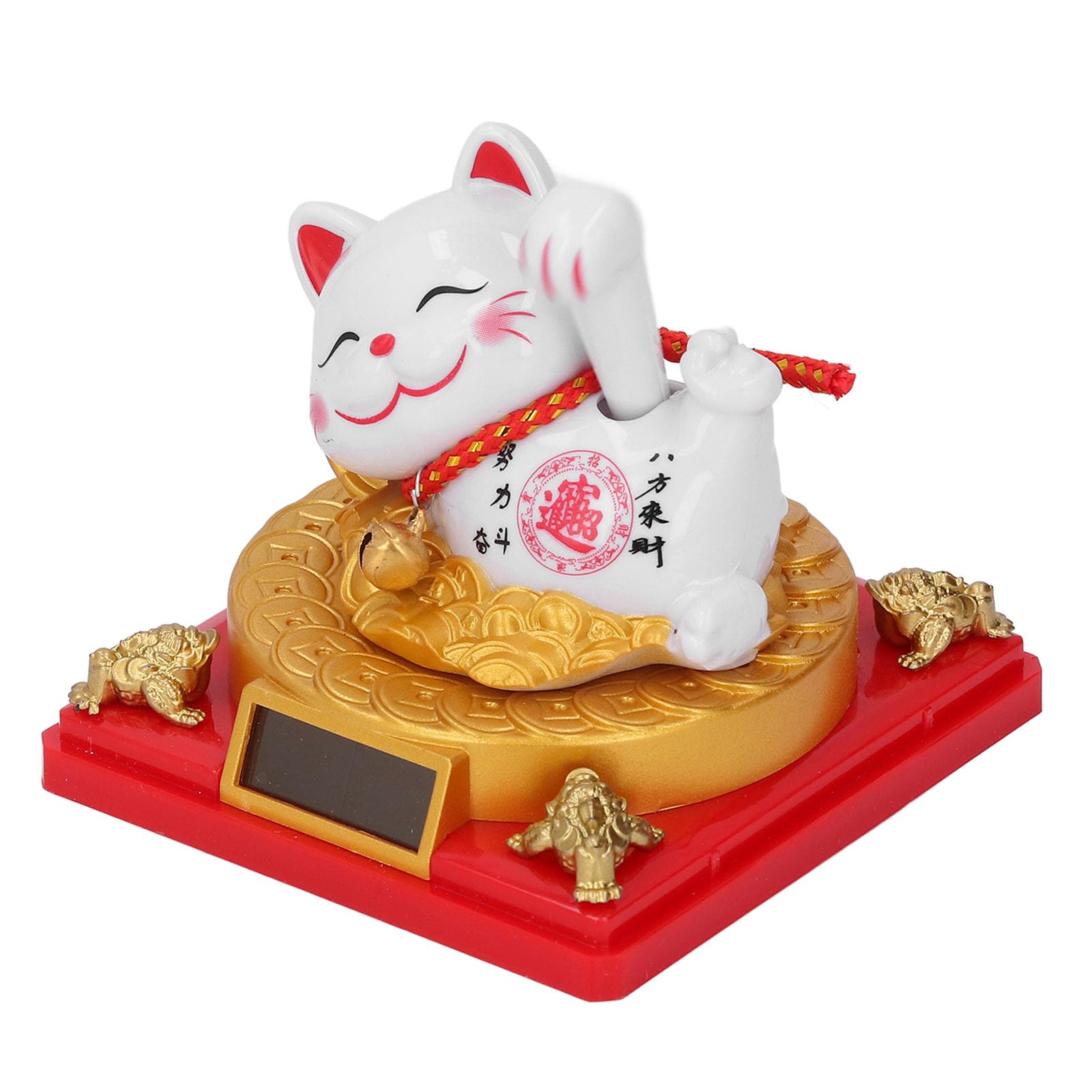Waving Arm Lucky Cat, Lucky Cat Solar Powered, Lying Waving Fortune Cat Statue Decoration As Personalized Gifts for Desks, Window, Car Dashboards, Homes, and More (Small 8x26cm)