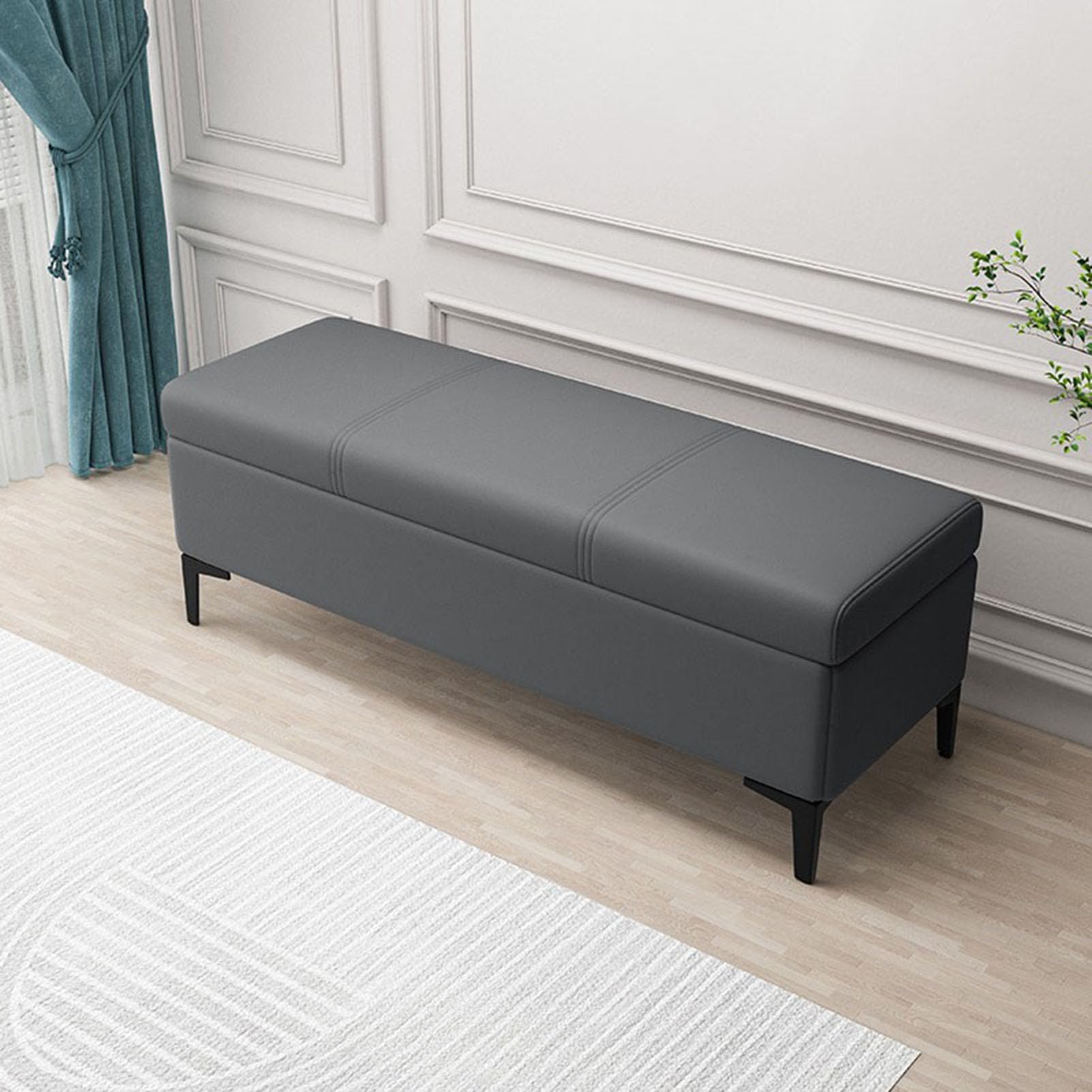 GDMDPTE Storage Ottoman Bench with Hidden Compartment Leather Padded Footrest and Toy Upholstered Storage Box for Blankets and Shoes Stylish Entryway Furniture