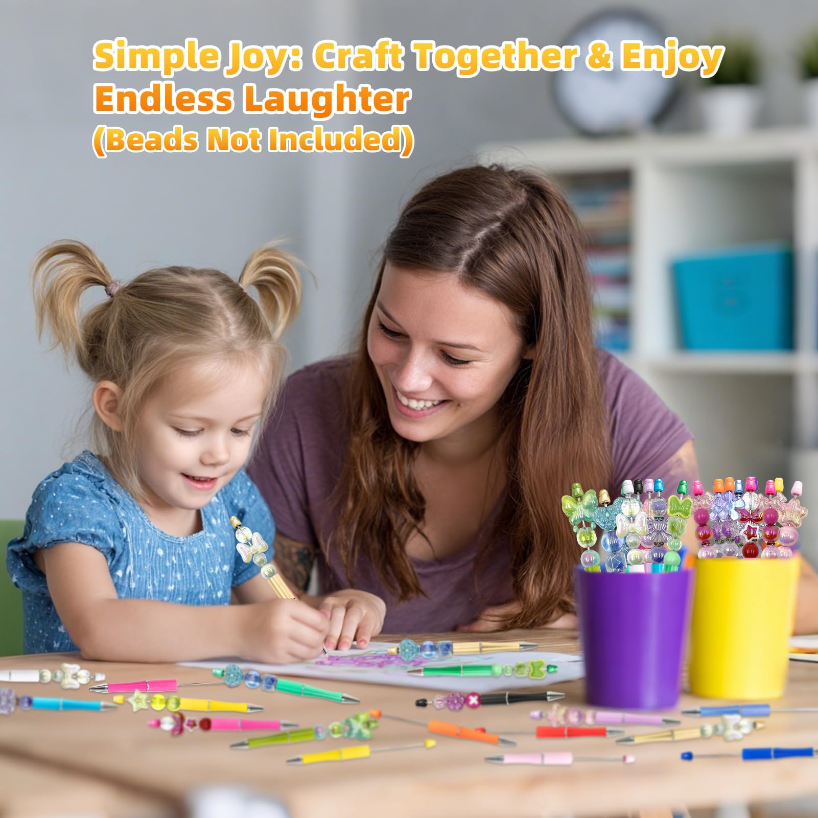 DASTTUIS 150 Pieces DIY Beadable Pen Kit – 50 Plastic Ballpoint Pens With Refills & Bags, Beads Not Included – School Supplies, Office Accessories - View #2