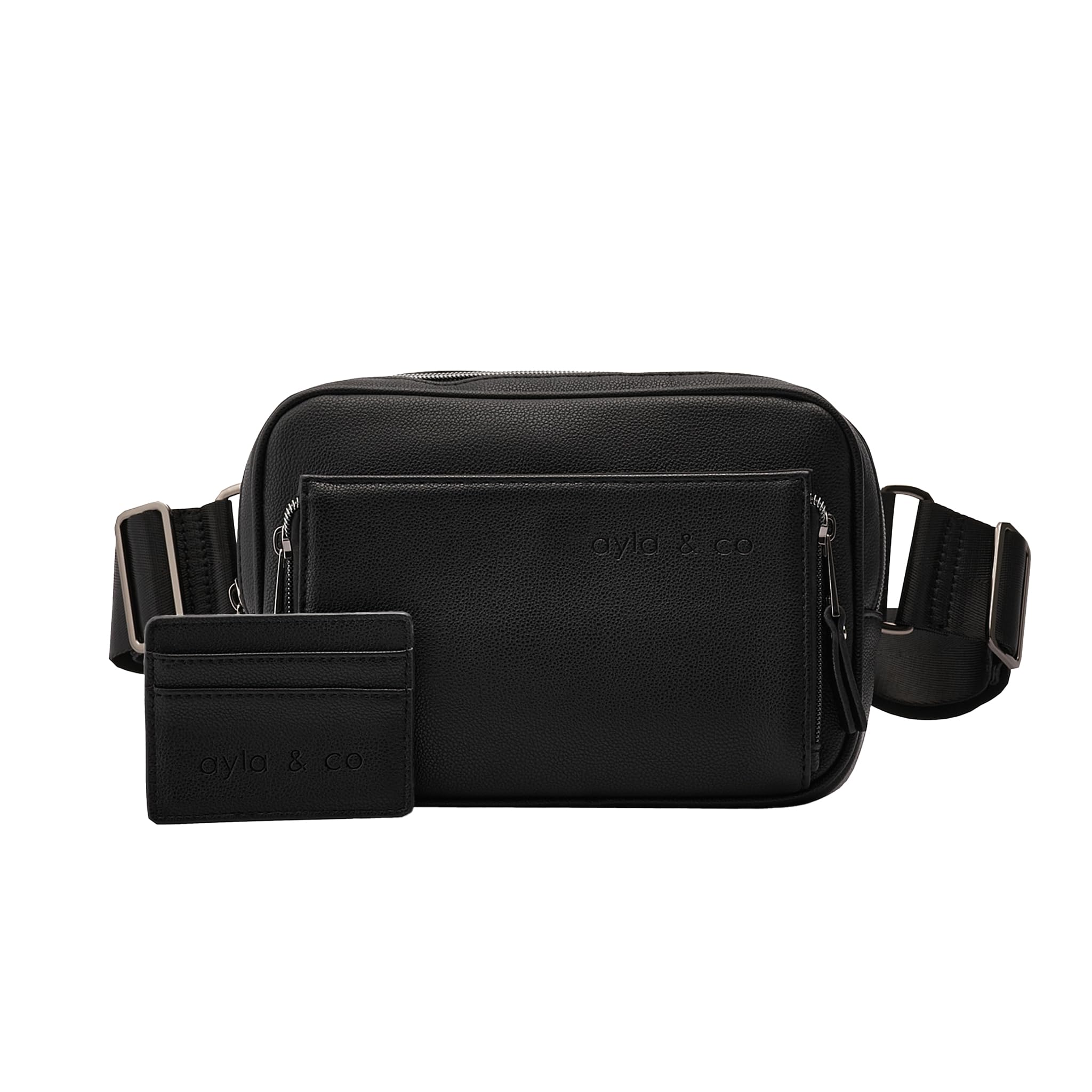 AYLA & CO Women's Fanny Pack Adjustable Belt Bag with Crossbody Style, Magnetic Pocket, Key Leash, and Charging Pocket, Extended Strap 40-61 Inch,