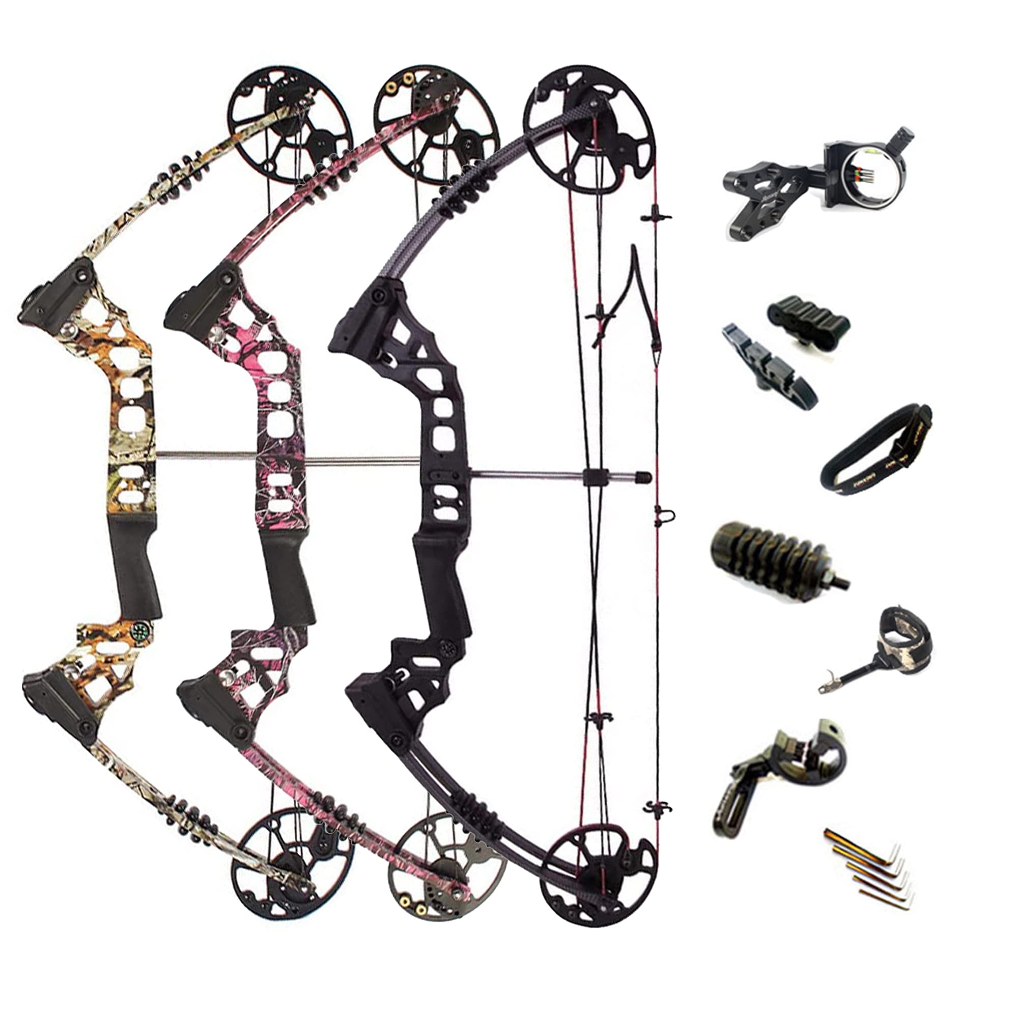 NC93 Archery Hunting Bow Package Set 20-70lbs Adjustment IBO 310fps Compound Bow with Archery Hunting Equipment for Adults Beginners (Camo)