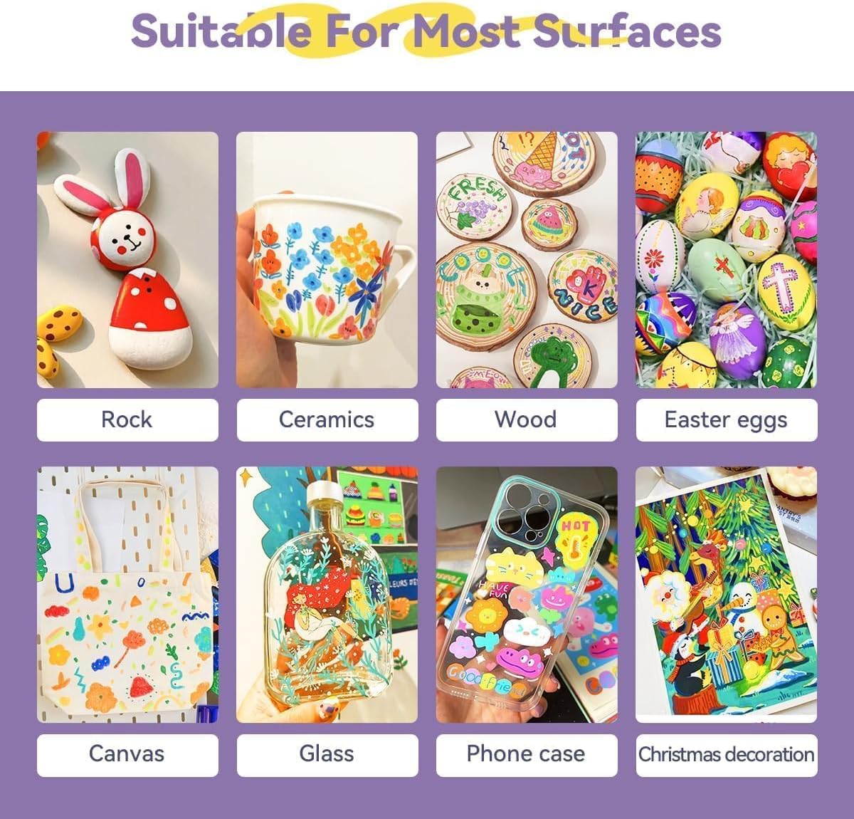 Arrtx 30 Colors Acrylic Paint Pens for Rock Painting, Brush Tip Markers for Rock Painting, Ceramic, Glass, Canvas, Mug, Wood, Easter Egg, Waterproof Paint DIY Crafts Making 30A