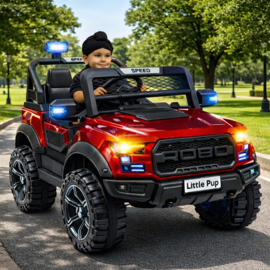 LITTLE PUP POBO Battery Car for Kids | Battery Operated car | Electric Car for 1 to 7 Years | Electric Ride on | Dual Control Mode | Led Lights with Seat Belts | Mp3/USB/Music.(Dark Red)-image-37
