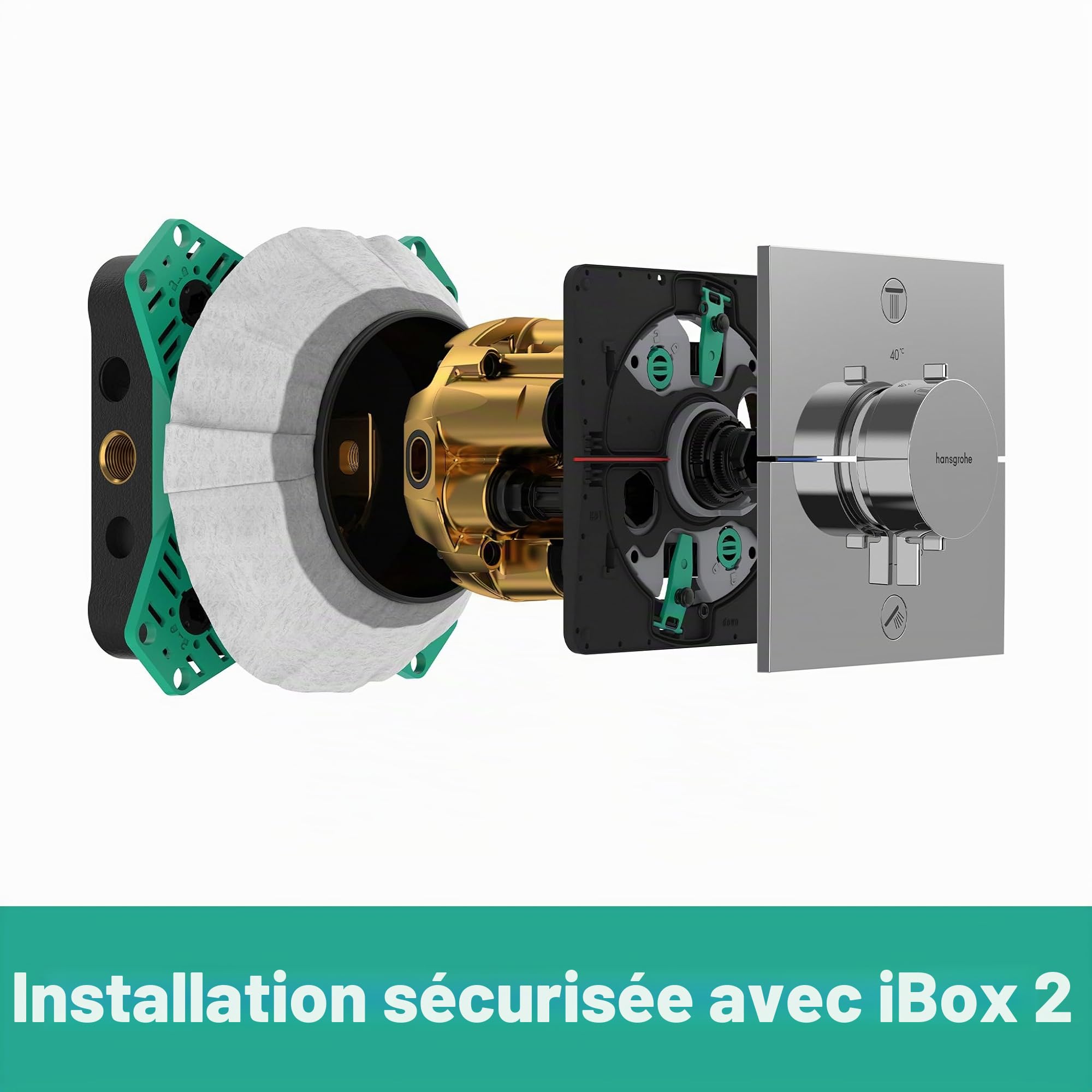 hansgrohe DuoTurn S - Mitigeur de douche encastré, Robinet douche rond 2 sorties, Mitigeur monocommande pour iBox universal 2, Chromé, 75418000