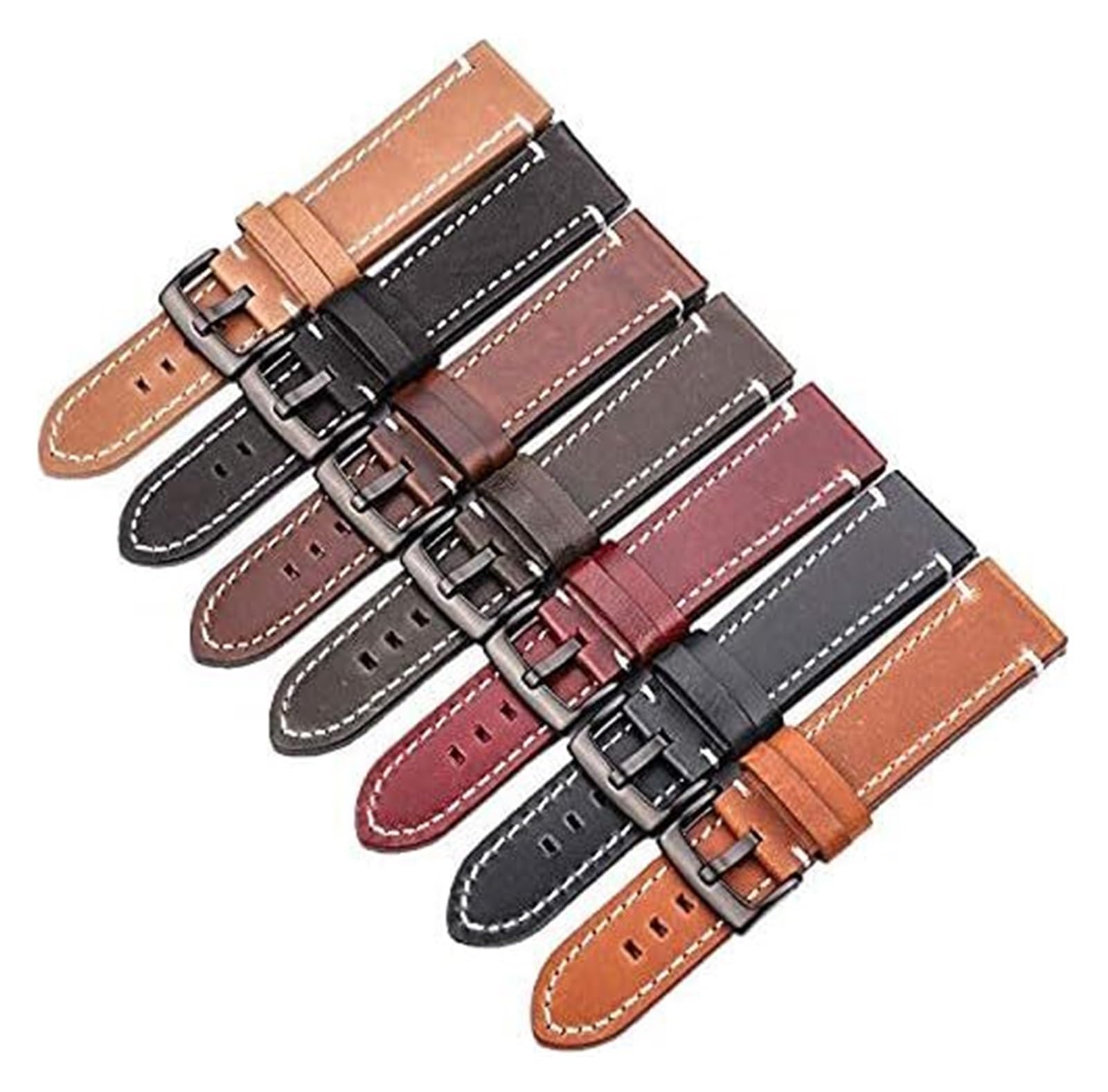 Uhren Lederarmband, handgenähtes Retro-Armband, Herren- und Damen-Lederarmband, 18, 20, 22, 24 mm, Edelstahl-Schnalle, Armband