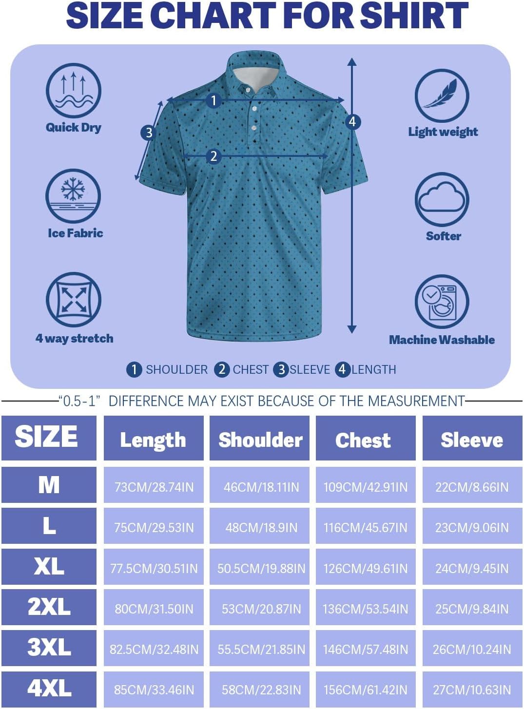 Golf Shirts for Men Funny Polo Short Sleeve Performance Moisture Wicking Quick Dry Mens Hawaiian Polo Shirt - Image 6
