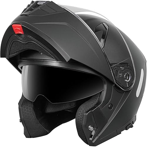 Motorcycle Modular Full Face Helmet DOT Approved - YEMA Helmet YM-925 Motorbike Casco Moto Moped Street Bike Racing Helmet with Sun Visor for Adult Youth Men and Women