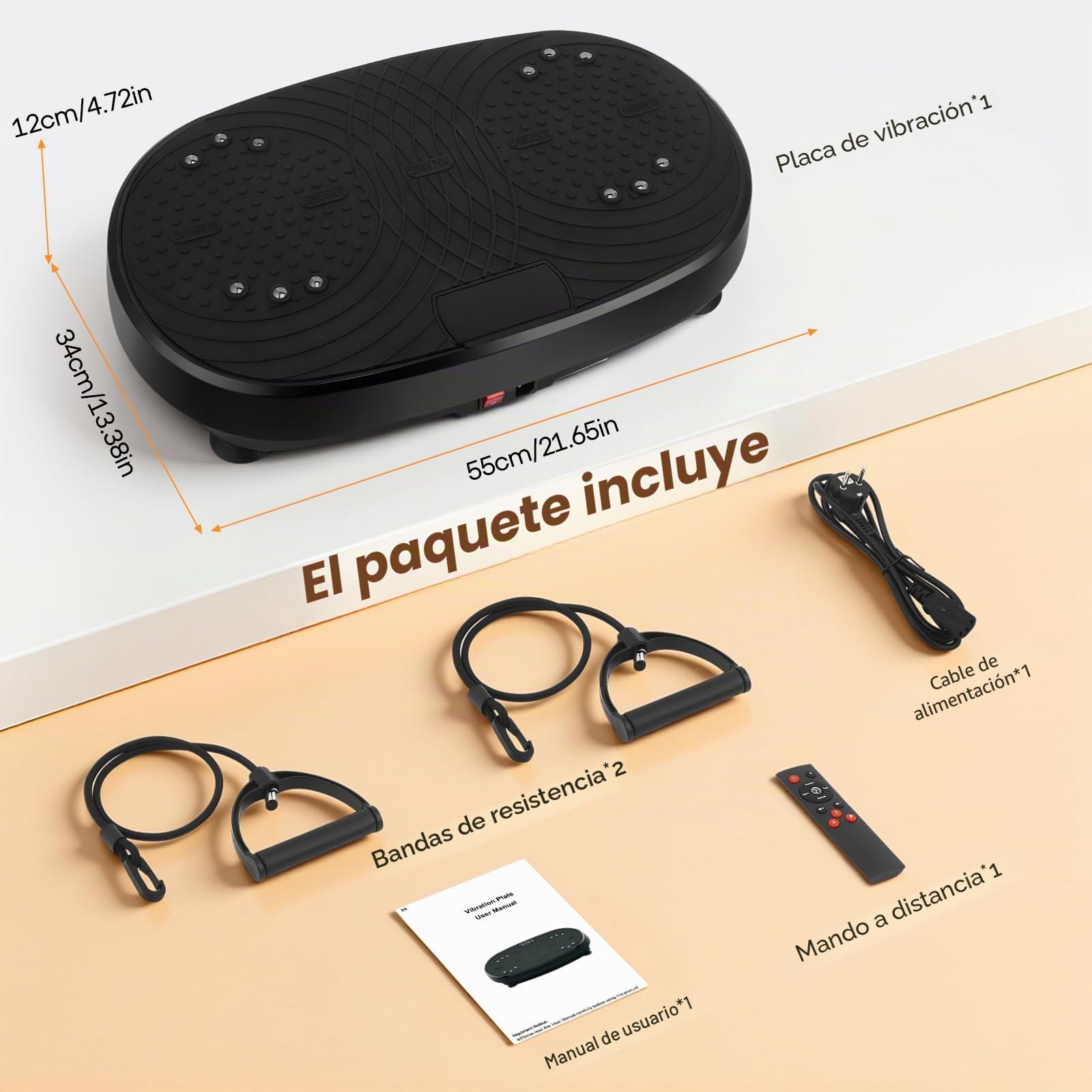 Plataforma Vibratoria, 6 Modos & 120 Velocidades Ajustables Plataforma Vibratoria con Bandas de Resistencia y Control Remoto, Temporizador para Casa/Gimnasio/Oficina (Compatible con Bluetooth)