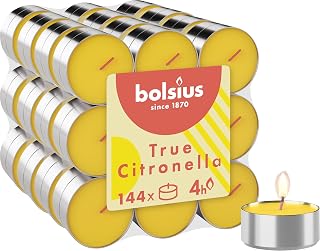 BOLSIUS - Citronela - Vela perfumada - Exterior - Perfumada - Amarillo - 4 horas de combustión - 144 piezas