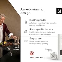 Vista 2 de LARS NYSØM Juego de molinillo eléctrico de sal y pimienta, recargable por USB, molinos automáticos de sal y pimienta, dispensadores de especias