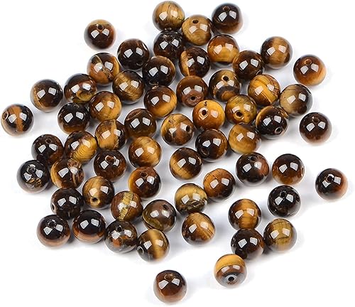 Miniatura 8 de Bymitel - 210 cuentas de cristal natural, piedras preciosas redondas energéticas y curativas sueltas con cordón elástico para hacer joyas, pulseras