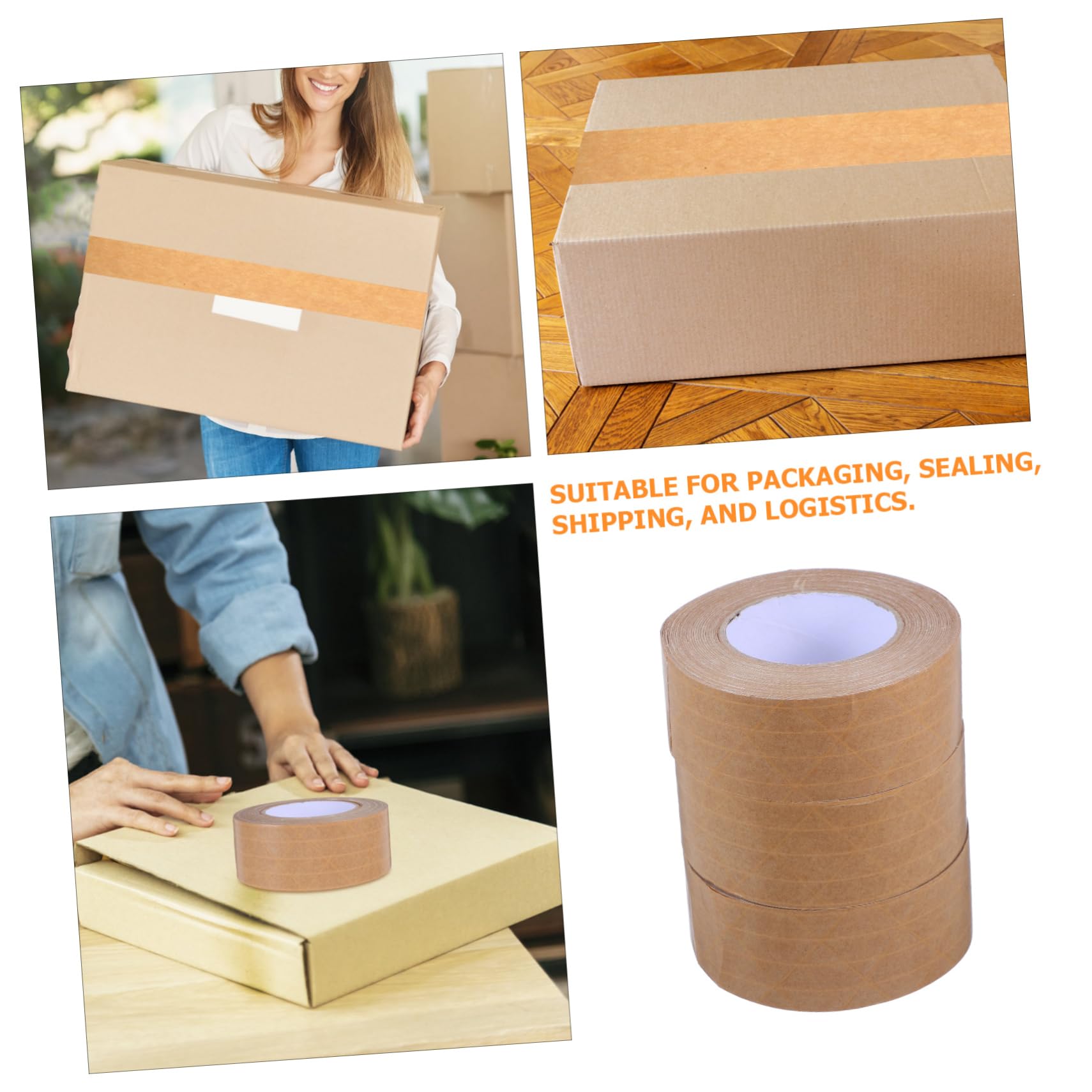 Gatuida 3pièces Ruban Adhésif Emballage Papier Kraft Inscriptible Ruban De Fermeture Renforcé Haute Résistance Pour Colis