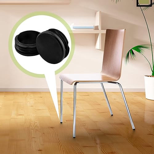 Miniatura 6 de Jiozermi Tapón redondo de plástico de 2 pulgadas, tapón de acabado de muebles redondo negro para postes de tubería, sillas y muebles