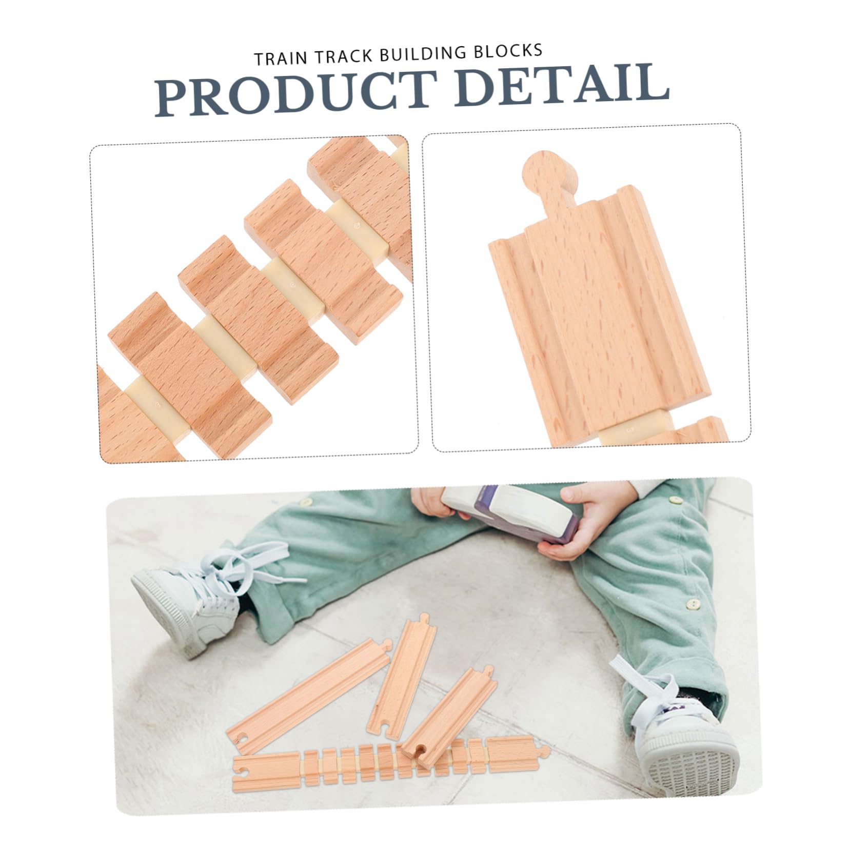 BESPORTBLE 3Pcs Wooden Train Track Expansion Accessories for Railway Playthings for Creative Track Building Compatible with Major Brands for Parties Backyards Family Fun