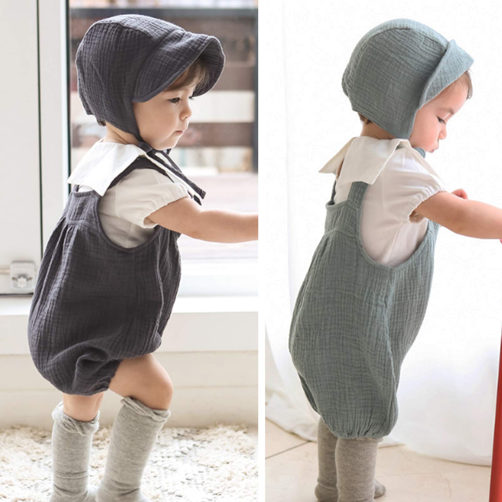 JELLYTREE Babymütze mit Krempe, Musselin, doppelte Gaze, Kleinkind, Sonnenhut, Kleinkind, Jungen, Mädchen, Beanie-Mütze, 6 m, 12 m, 24 m, Beige – 12–18 Monate