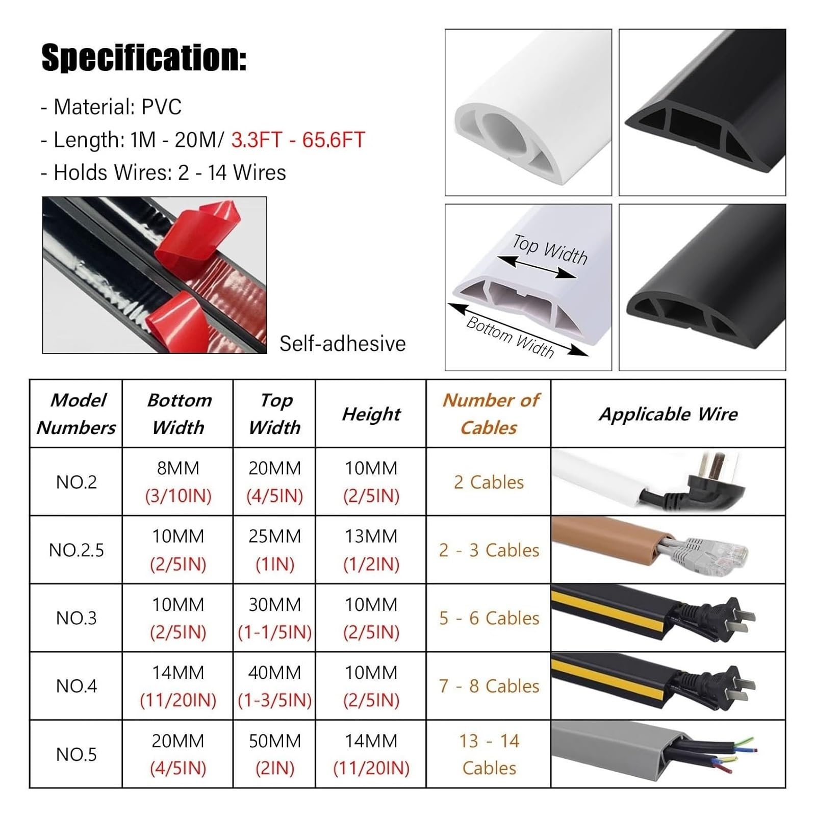 Copertura per cavi da pavimento, protezione per cavi da pavimento, lunghezza 10 m x larghezza 4 cm, protezione per filo in PVC bianco, elegante copertura per cavi da pavimento e canalina per cavi