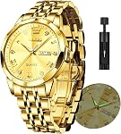 OLEVS Montres pour les hommes de luxe analogique Casual en acier inoxydable couple Hommes Montres Diamant Big Face Business Classique Simple Imperméable Montres de robe pour les Hommes de mode Hommes Montre Quartz Wrist Hommes avec la date