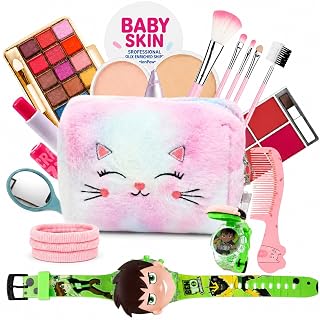 Kids Real Makeup Kit for Teens, Pre-Teens & Girls with Unicorn Bag - Real, Non Toxic, Washable Make Up Toy - Unicorn Toys Gift for 6 7 8 9 10 12 13 14 15 16 Years Old Girls Birthday