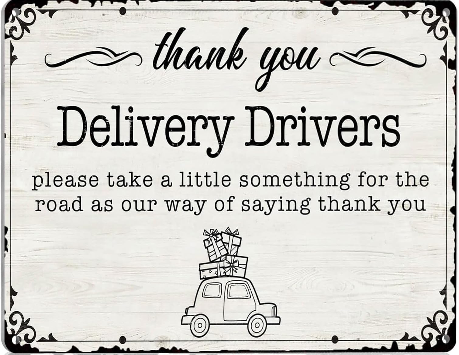 SMAZDFXX Thank You Delivery Driver Metal Signs Vintage Snack Station Sign for Drivers Home Front Door Porch Shop Outdoor Wall Decor Accessories Poster 12"x16"