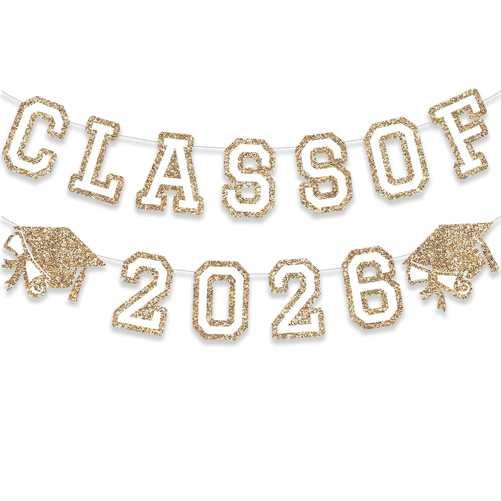 Class of 2026 Graduation Banner University College Grad Garland Decoration Party Supplies High School Colors Gold White