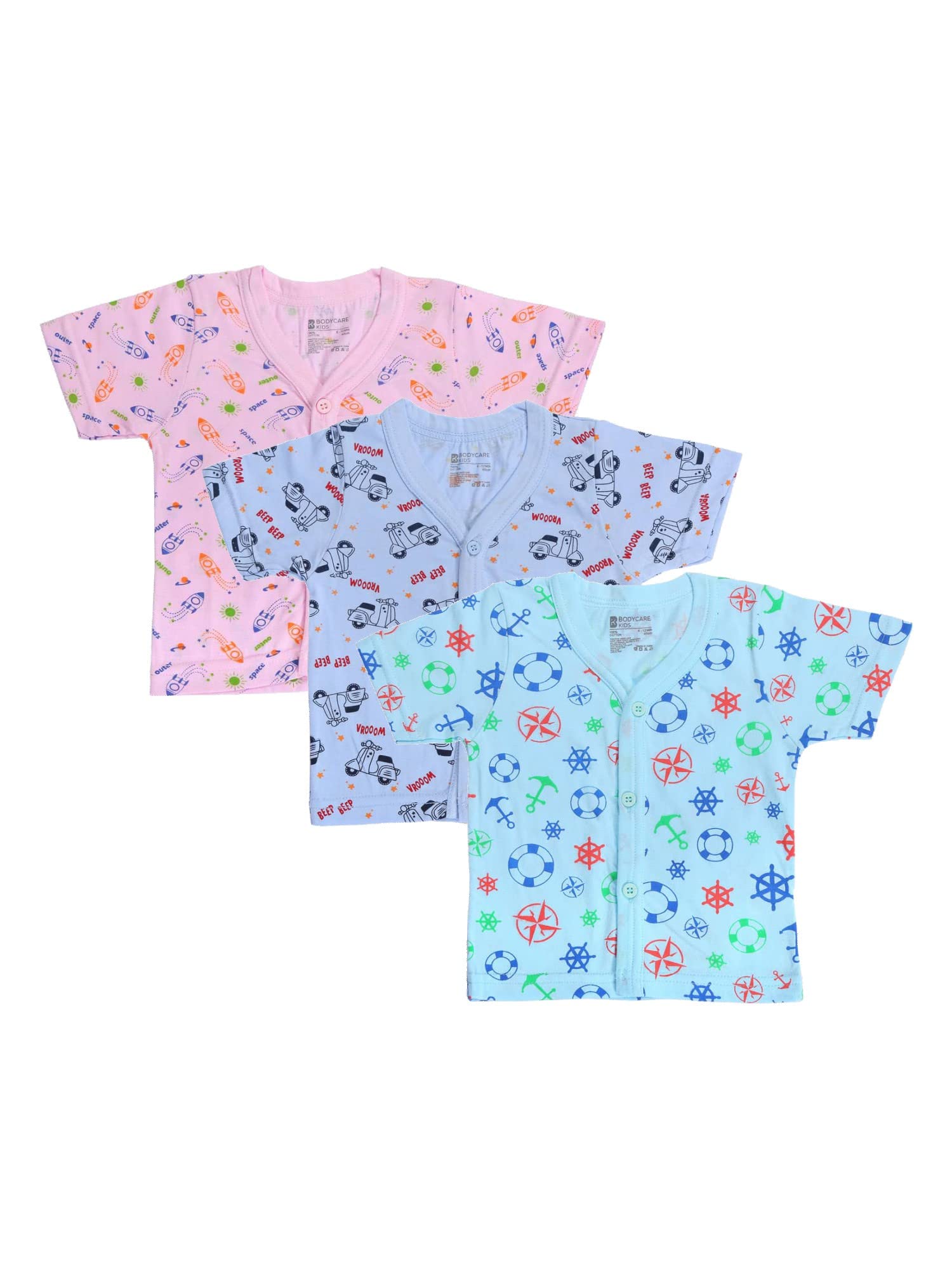 Unisex Regular Fit Vest Front Open Half Sleeves Pack Of 3-image-49