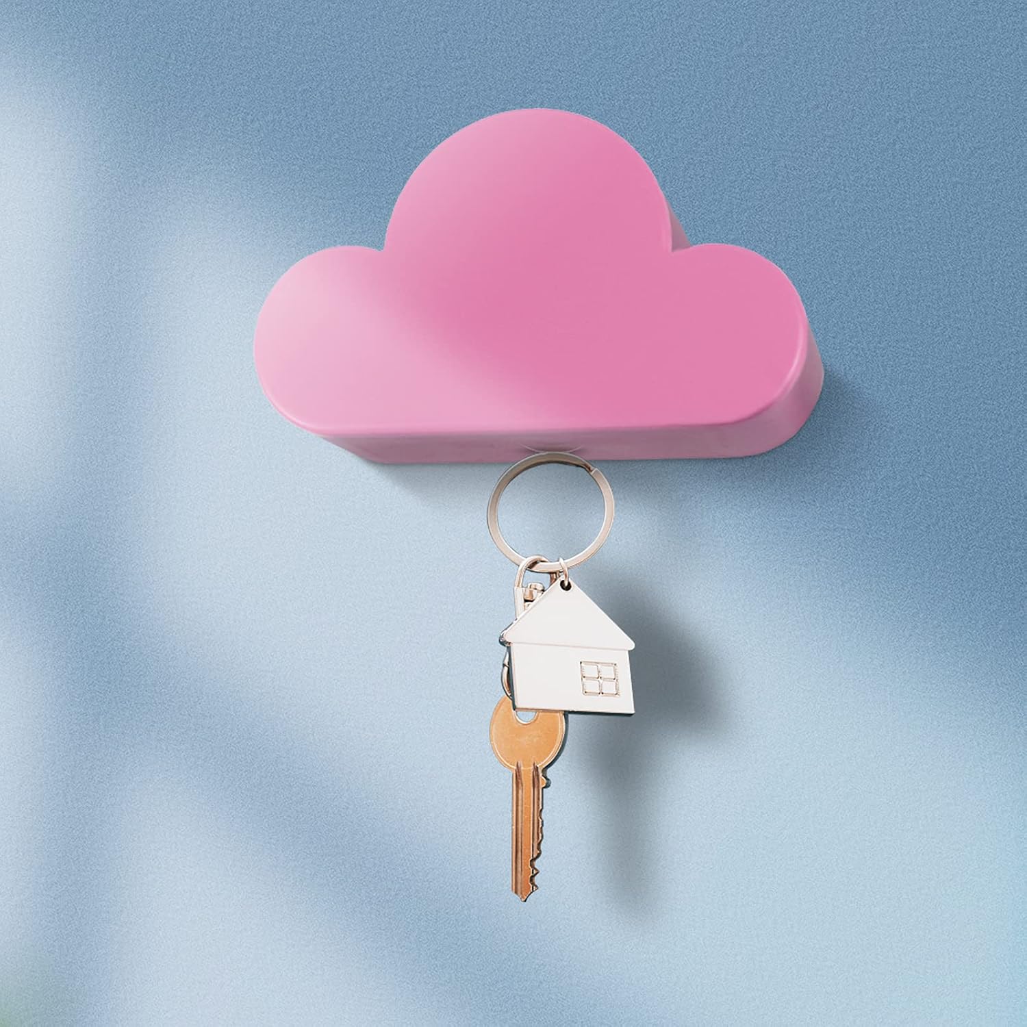 Cloud Key Holder, Magnetic Key Holder for Wall, Cute Decorative Way to Hold Your Keys, Easy to Install, Great for Entryway, Foyer, Garage Door, Fefrigerator etc.(Pink)