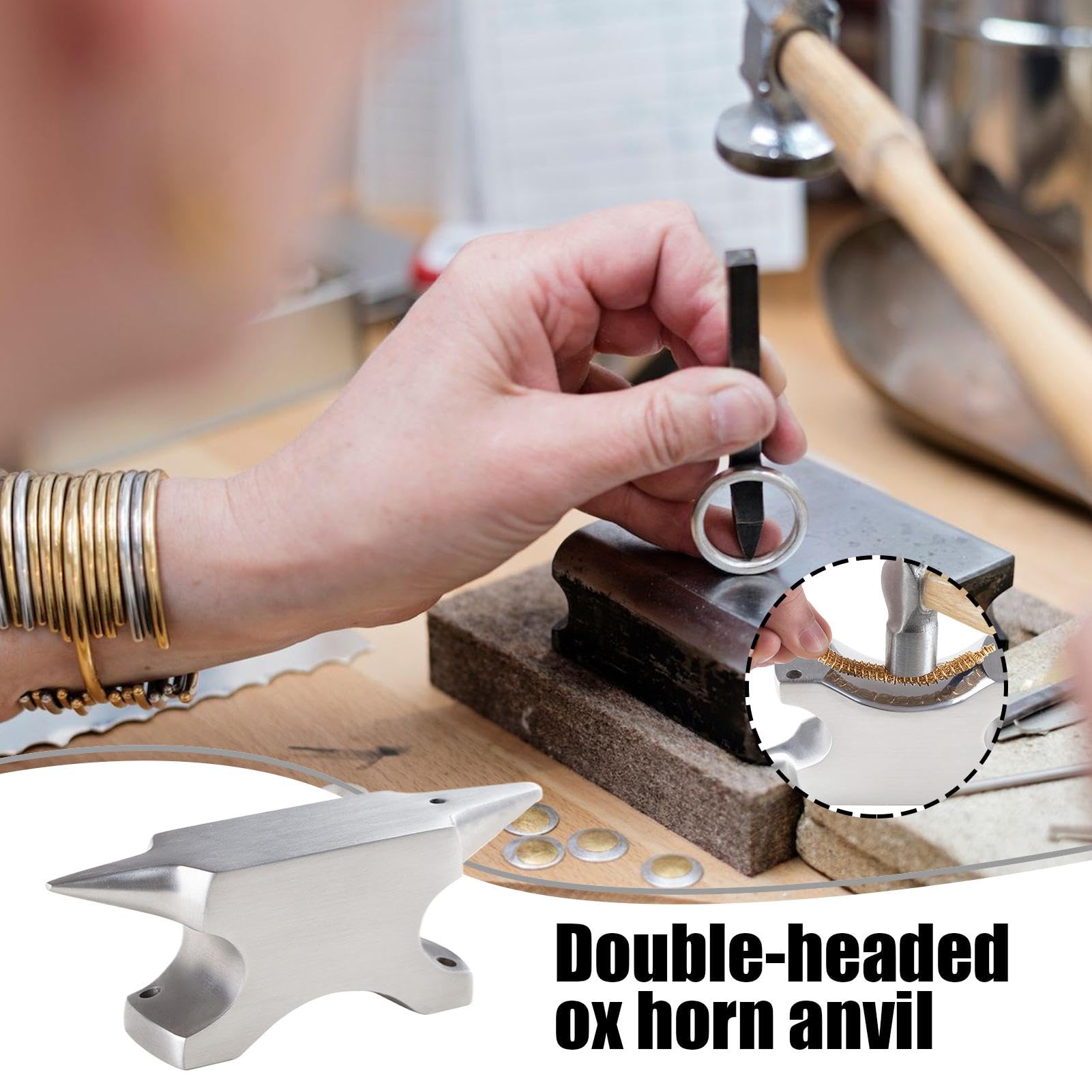 en Corne pour Fabrication de Bijoux | Établi à Double extrémité - Outil de Fabrication de Bijoux en Forge pour Hommes, Femmes, Travailleurs du métal, bijoutiers