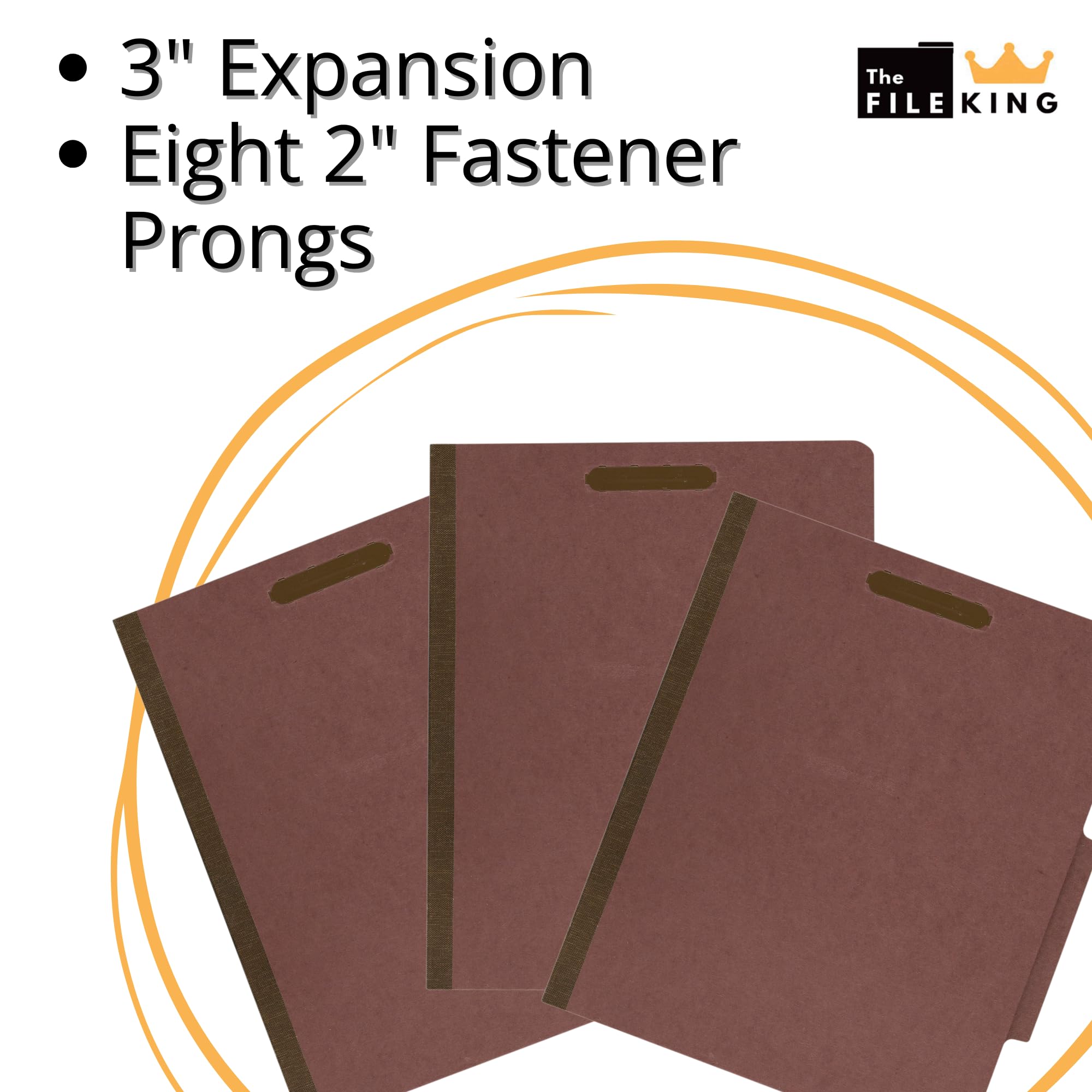 The File King - Cartella divisoria per classificazione, formato lettera, con divisori e elementi di fissaggio per schedare armadi e cassetti, confezione da 10 3 Dividers, 3" Expansion Carnelia Rosso