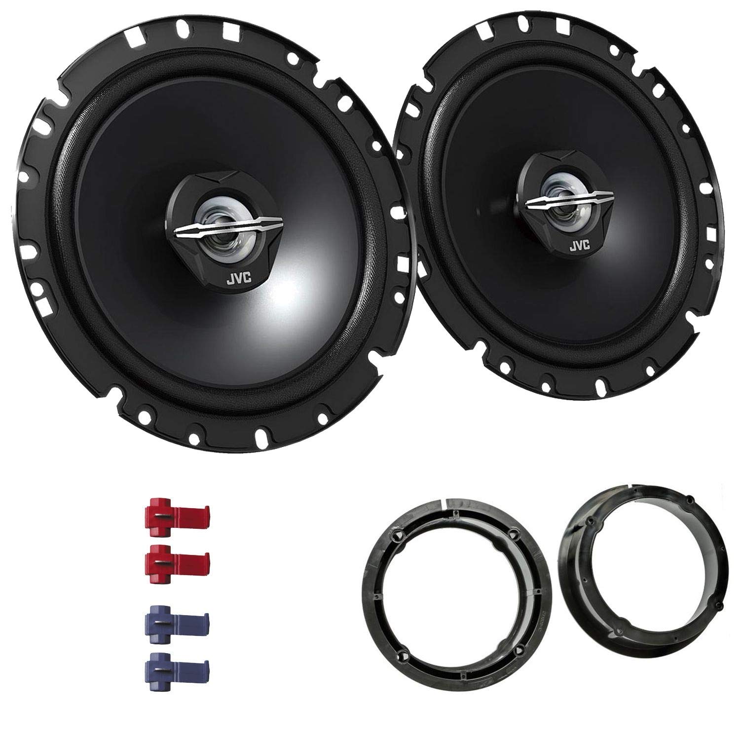 JVC CS-J1720X Lautsprecher mit Einbauset passend für VW Volkswagen Polo IV 9N 2001-2009 Türen vorne/hinten 600 W 170mm 2 Wege Koax