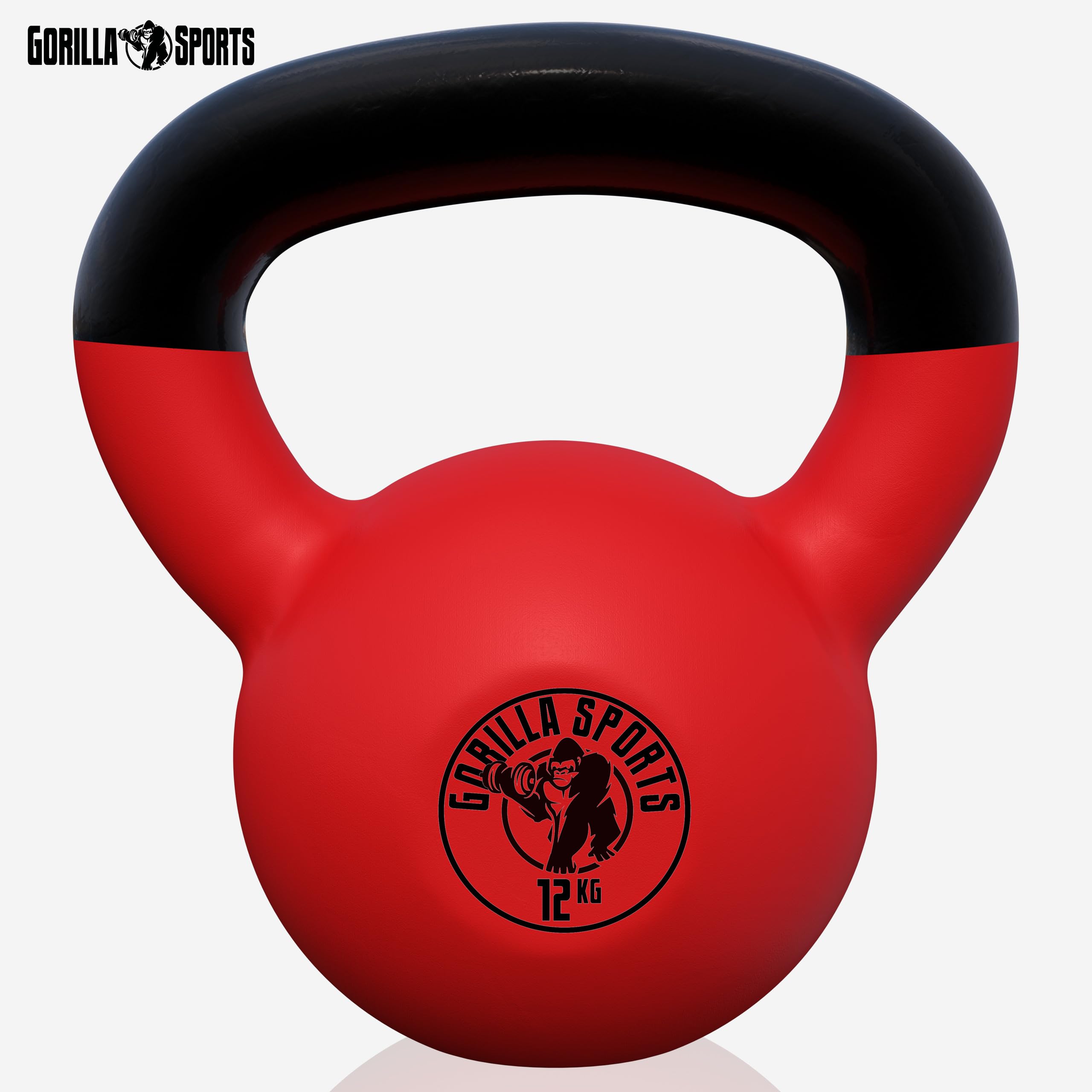 GORILLA SPORTS® Kettlebell - Singolo/Set, 2-32kg, Impugnatura Ergonomica, in Ghisa, Rivestimento in Vinile - Peso Sfera, Manubri, Pesi con Maniglia, Allenamento di Forza, Palestra, Casa, Fitness