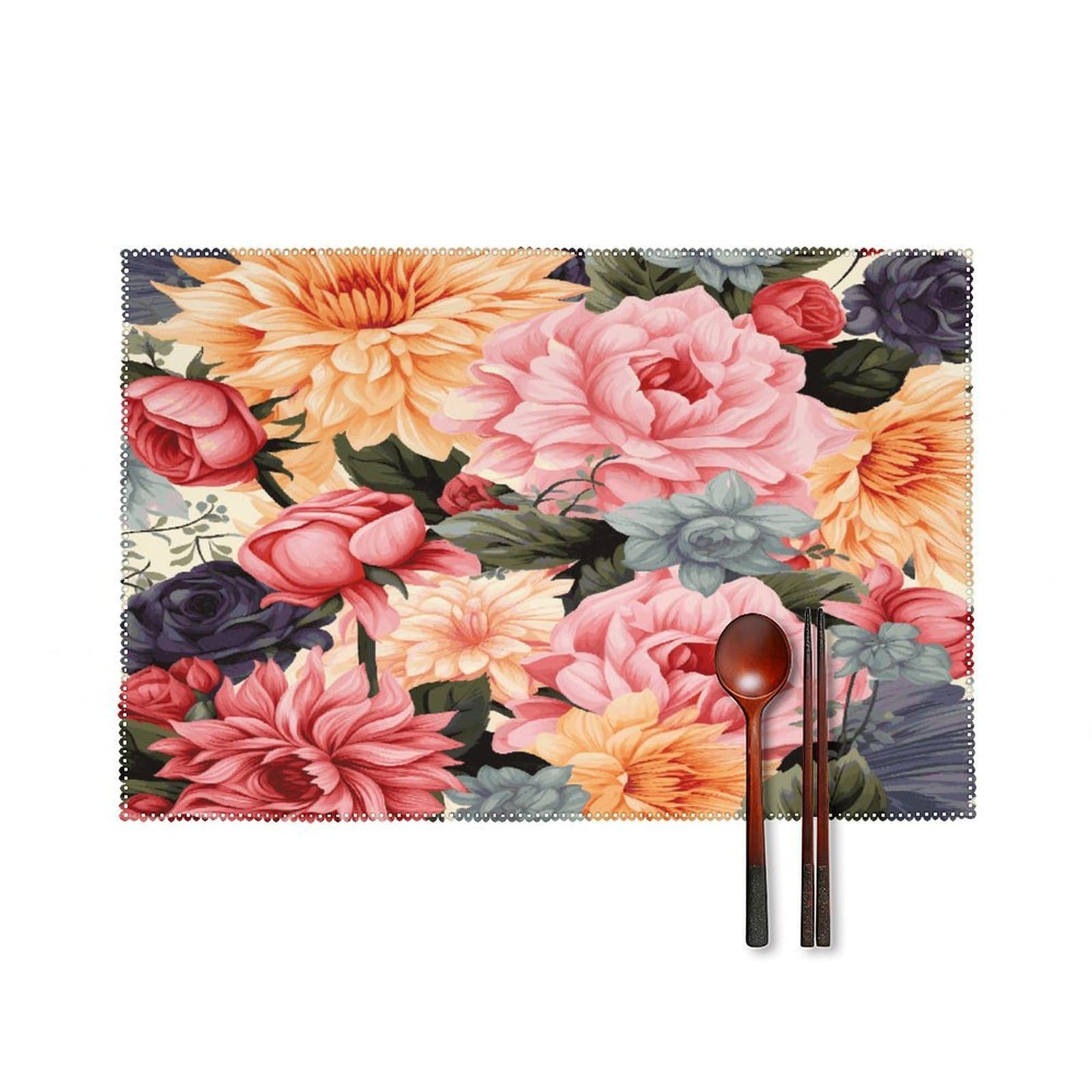 Fodpand Style Flower Pattern Placemats Set Of 4 Place Mats Table Mats