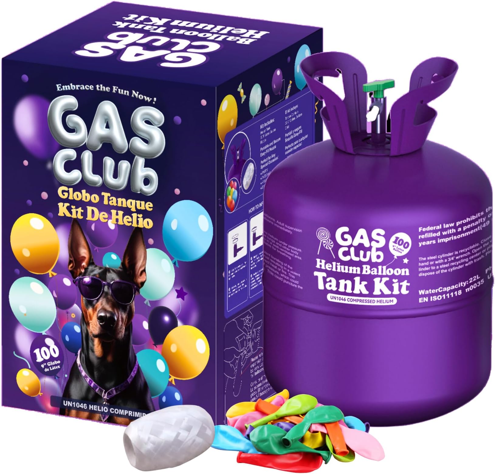 22L Helium Tank for Balloons at Home, Up to 100 Latex Balloons
