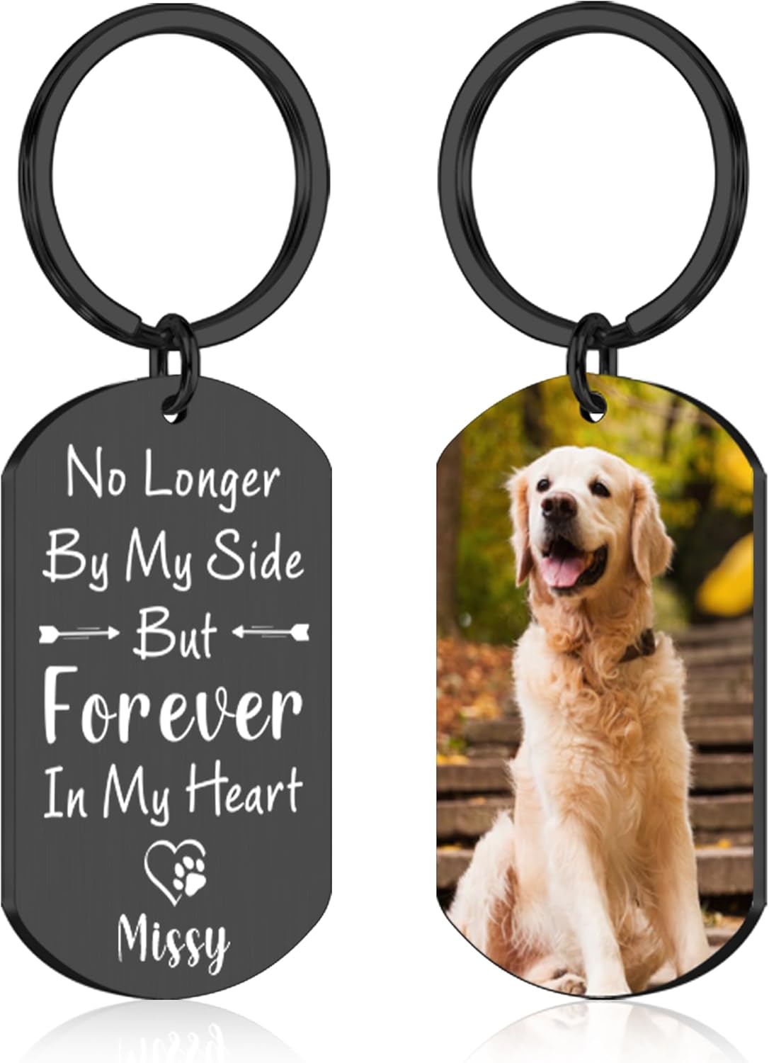 Custom Pet Photo Keychain - Personalized Memorial Keychain with Photo Name for Pet Loss Remembrance Dog Memory Sympathy Gifts