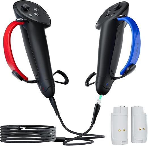 ZYBER Rechargeable Controller Grips for Meta Quest 3S/3 Accessories, Silicone Controller Cover with Rechargeable Batteries and Charging Cable