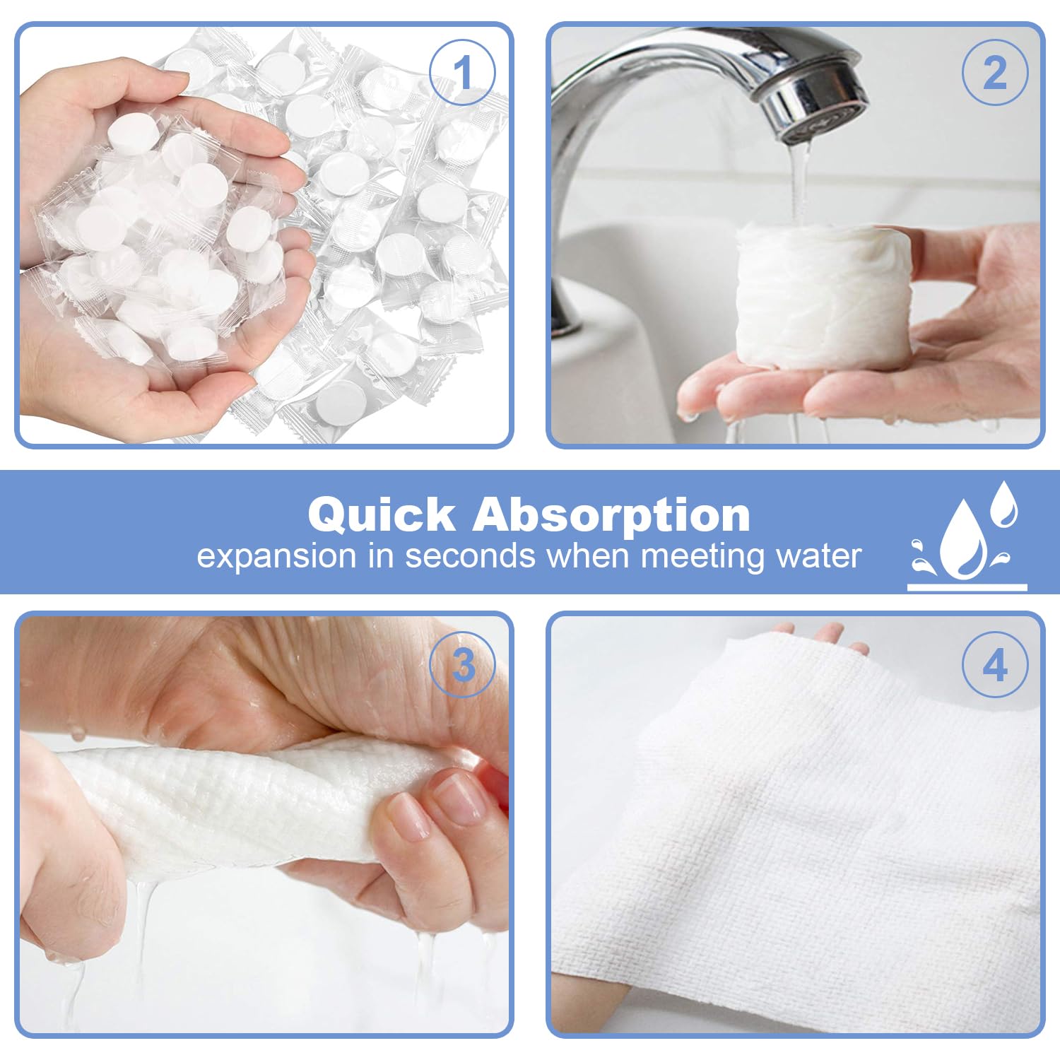 Serviettes Compressées AONAT 100 Pièces - Serviettes De Voyage Coton Pour Camping