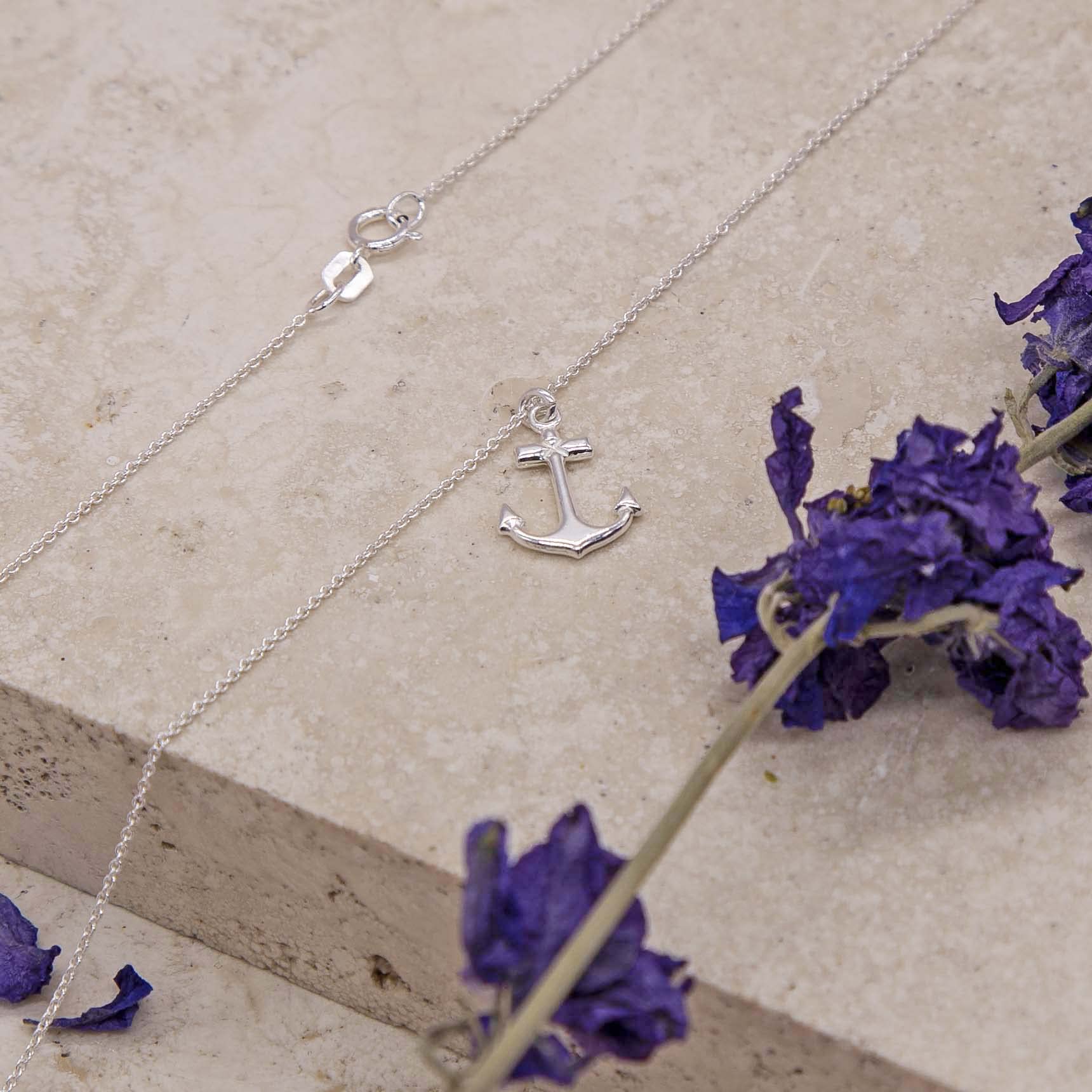 Tuscany Silver Collana Unisex in Argento Sterling con Pendente Ancora di Lunghezza 46cm/18 pollici