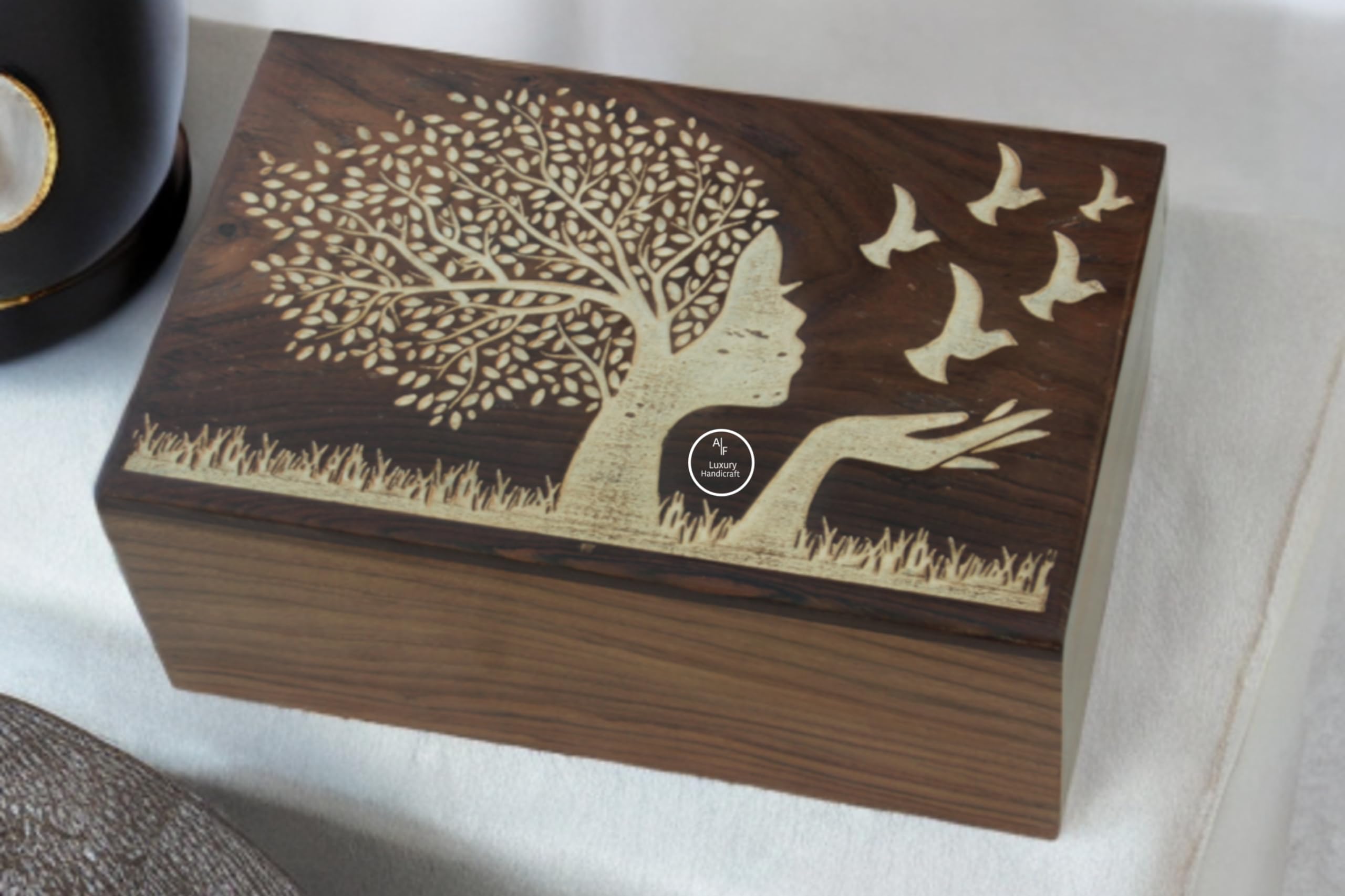 Urna funeraria grande del árbol de la vida para cenizas humanas para adultos y machos, hecha a mano para mascotas, perros, gatos, urnas para cenizas hechas a mano, 250 libras (pequeña (114 pies