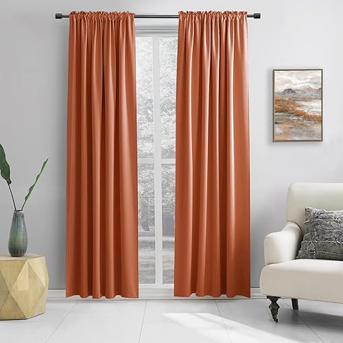 Miniatura 45 de DONREN 2 Paneles Cortinas Opacas con Aislamiento Térmico Azul Marino - Cortinas de Tela Sólida Suave Lisa y Pesada para Dormitorio (Azul Oscuro, 42