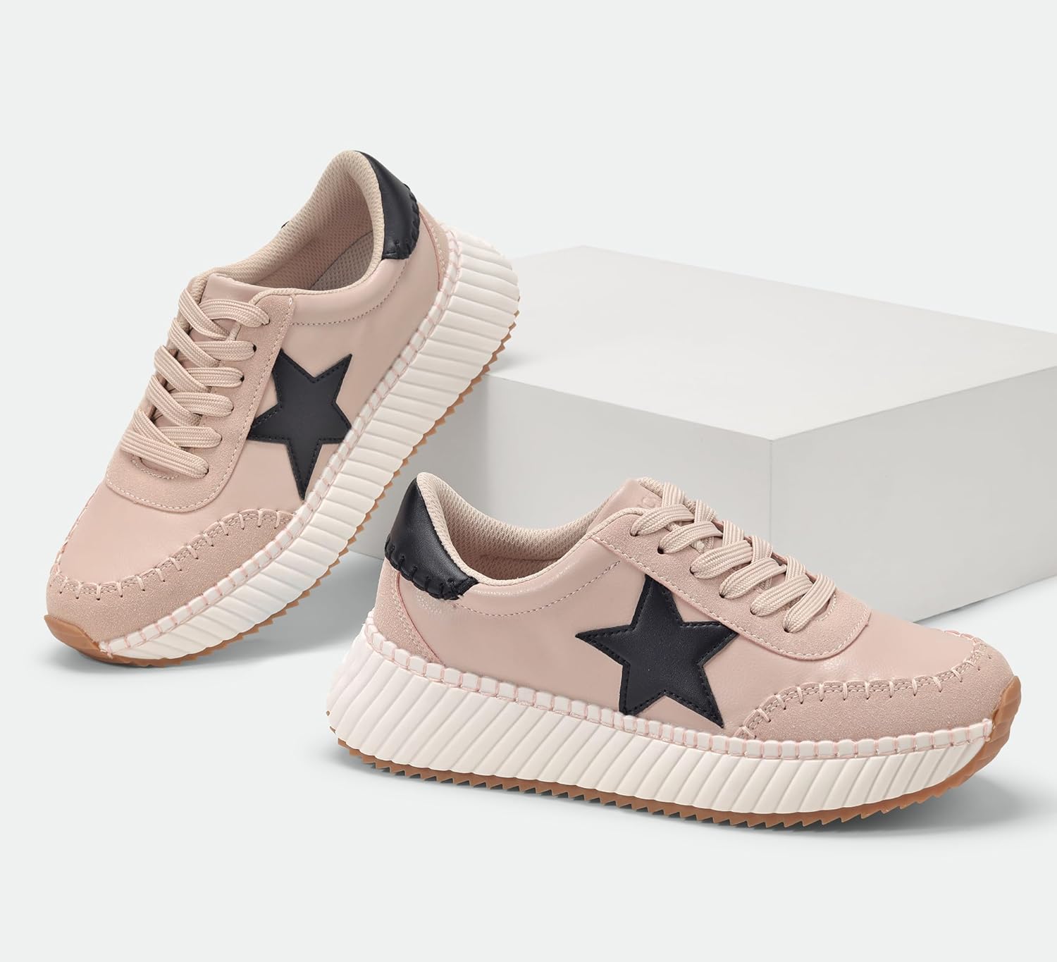 LUCKY STEP Women's Star Platform Sneakers Fashion Chunky Retro Trendy Casual Tennis Running Trainning Walking Shoes - Image 3