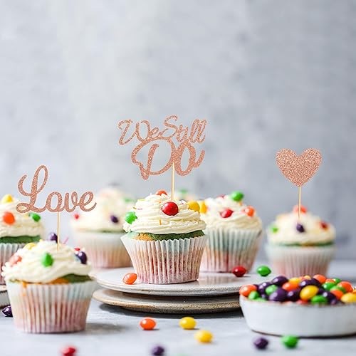 Miniatura 3 de Arthsdite 24 piezas de decoración para cupcakes con purpurina en forma de corazón de amor, matrimonio, aniversario, despedida de soltera, boda,