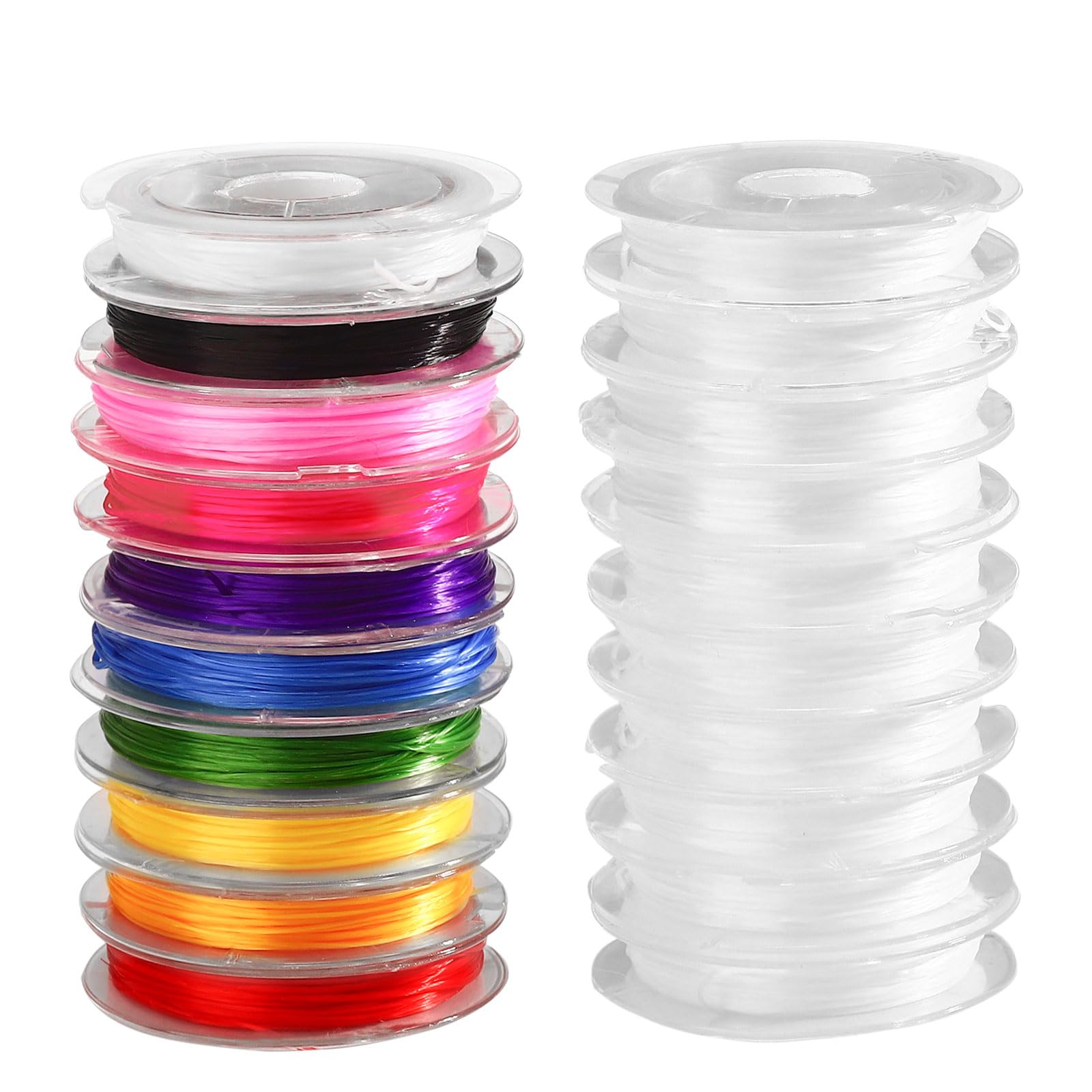 Thatyro B 20 Rolls Colorful Racelet String Kit, 0.8 Mm Nylon Elastic Cord, Stretchy Eading Thread For Making Eads Jewelry Necklace Crafts Clay Diy Lanyard Crystal (656 Ft, 10 Colors) (B)