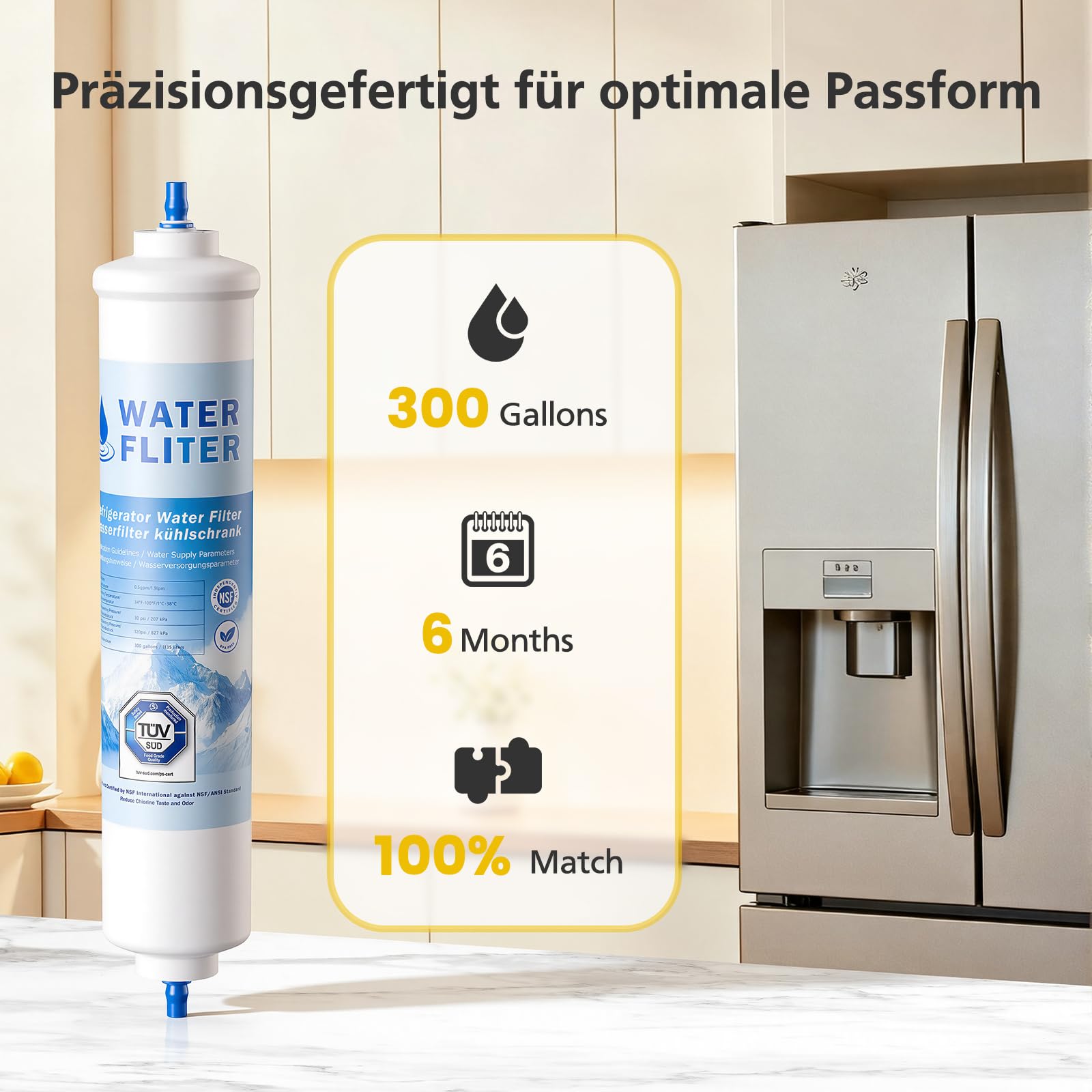 4 VILLAPOOL Wasserfilter Kühlschrank Ersatz für Samsung Kühlschrank Wasserfilter DA29-10105J, DA29-10105J HAFEX/EXP, DA99-02131B, WSF-100, EF9603, LG Inline-Kühlschrank