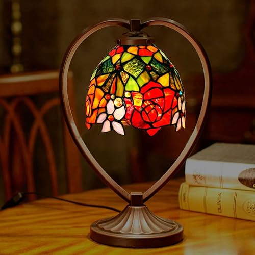 Miniatura 3 de Pantalla de lámpara rosa de repuesto solo para pantallas de vidrieras Tiffany, accesorios retro para lámpara pastoral, para lámpara de mesa, luz