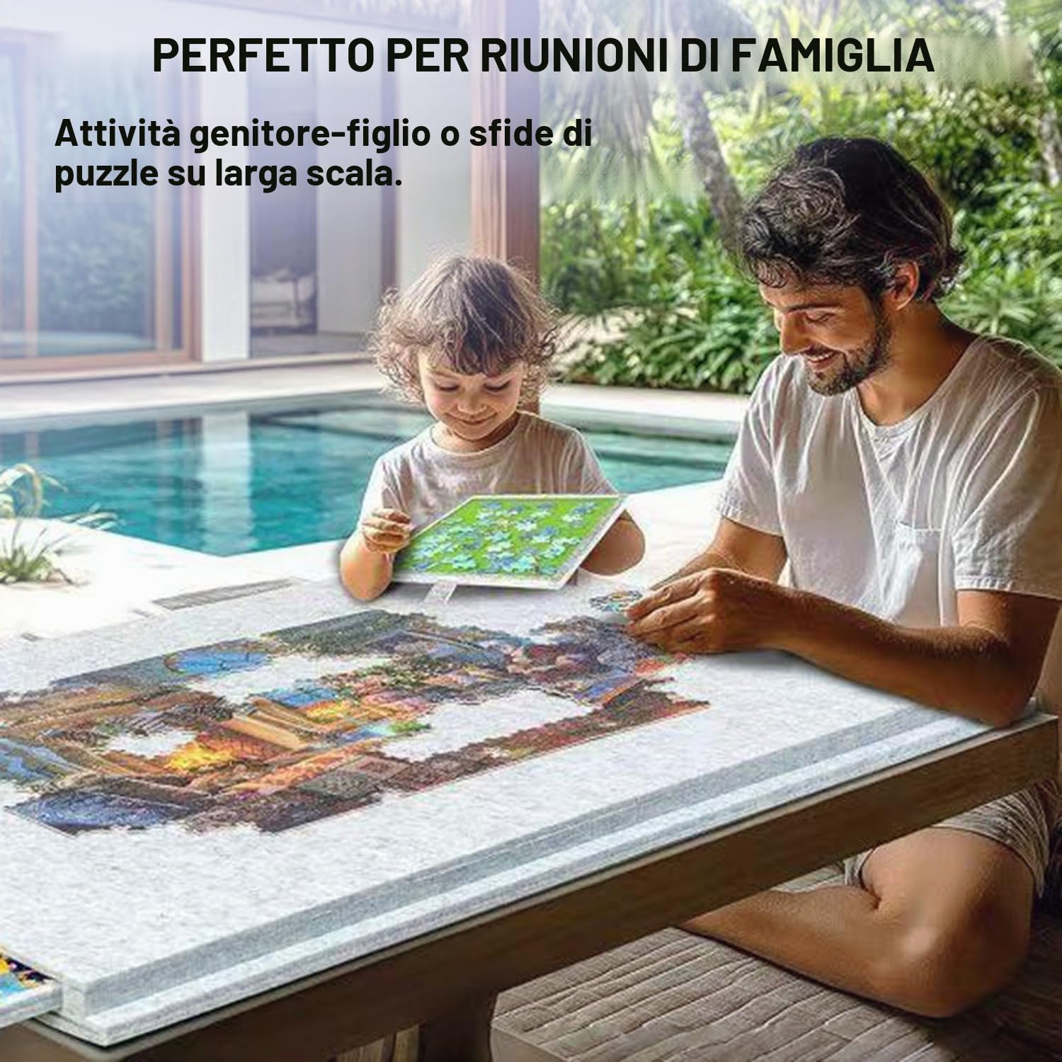 Tavola Pieghevole Per Puzzle Con Supporto e Copertina 2 In 1,Porta Puzzle Per Fino a 1000 Pezzi Con 6 Cassetti,Piano Per Puzzle Portatile In Feltro Super Leggero,Adatto Per Adulti e Bambini,Bianco
