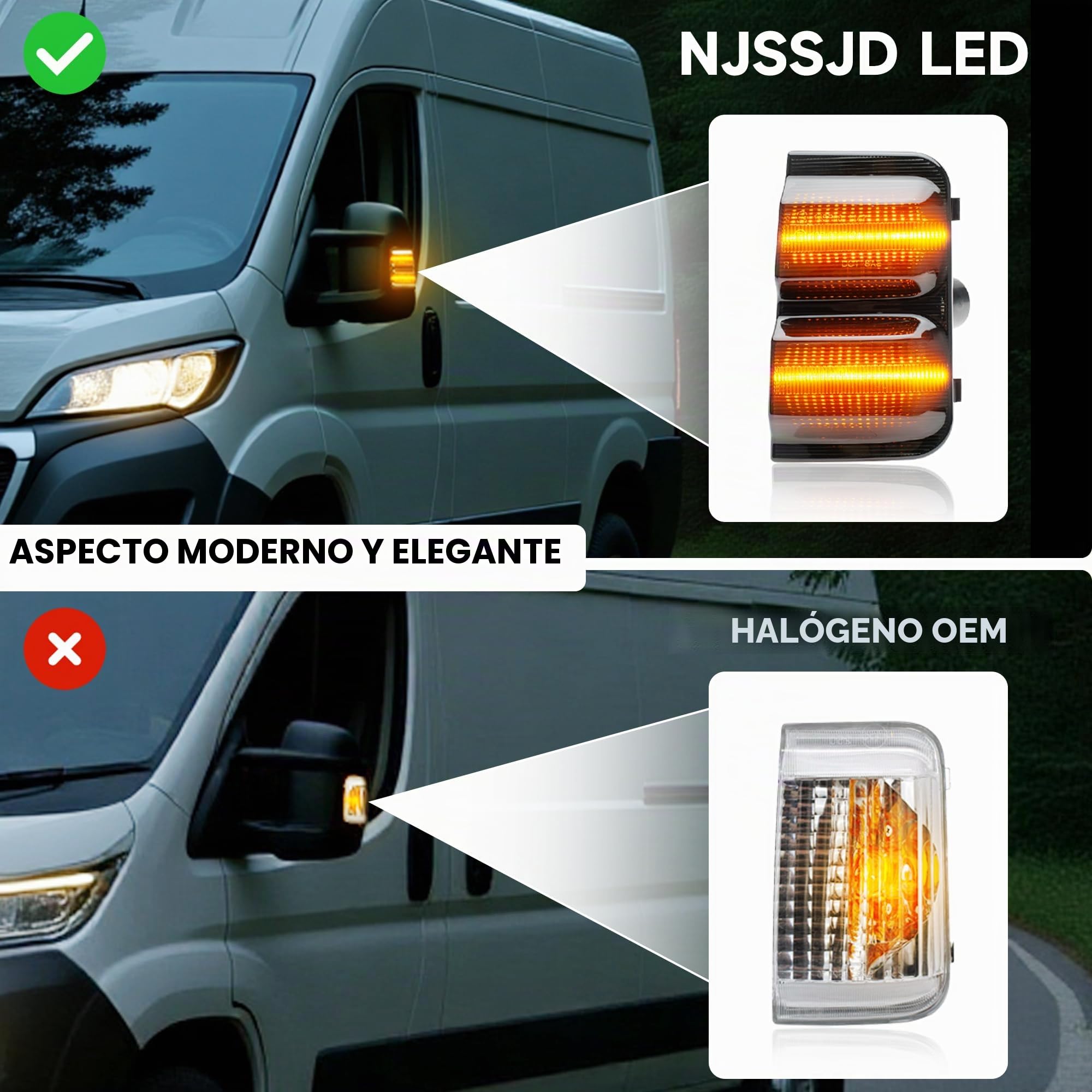 Espejo retrovisor intermitente indicador de flujo, luz LED intermitente compatible con Fiat Ducato Tipo 250 Peugeot Boxer C-itroen 2006-2025