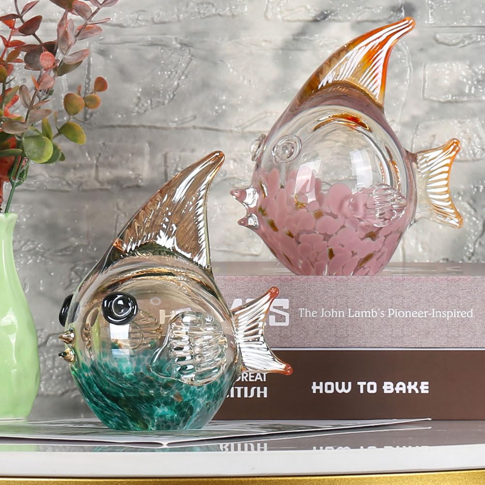 Amazon.co.jp: QIANLING ガラスの魚の置物 - 沿岸の家の装飾、リビング