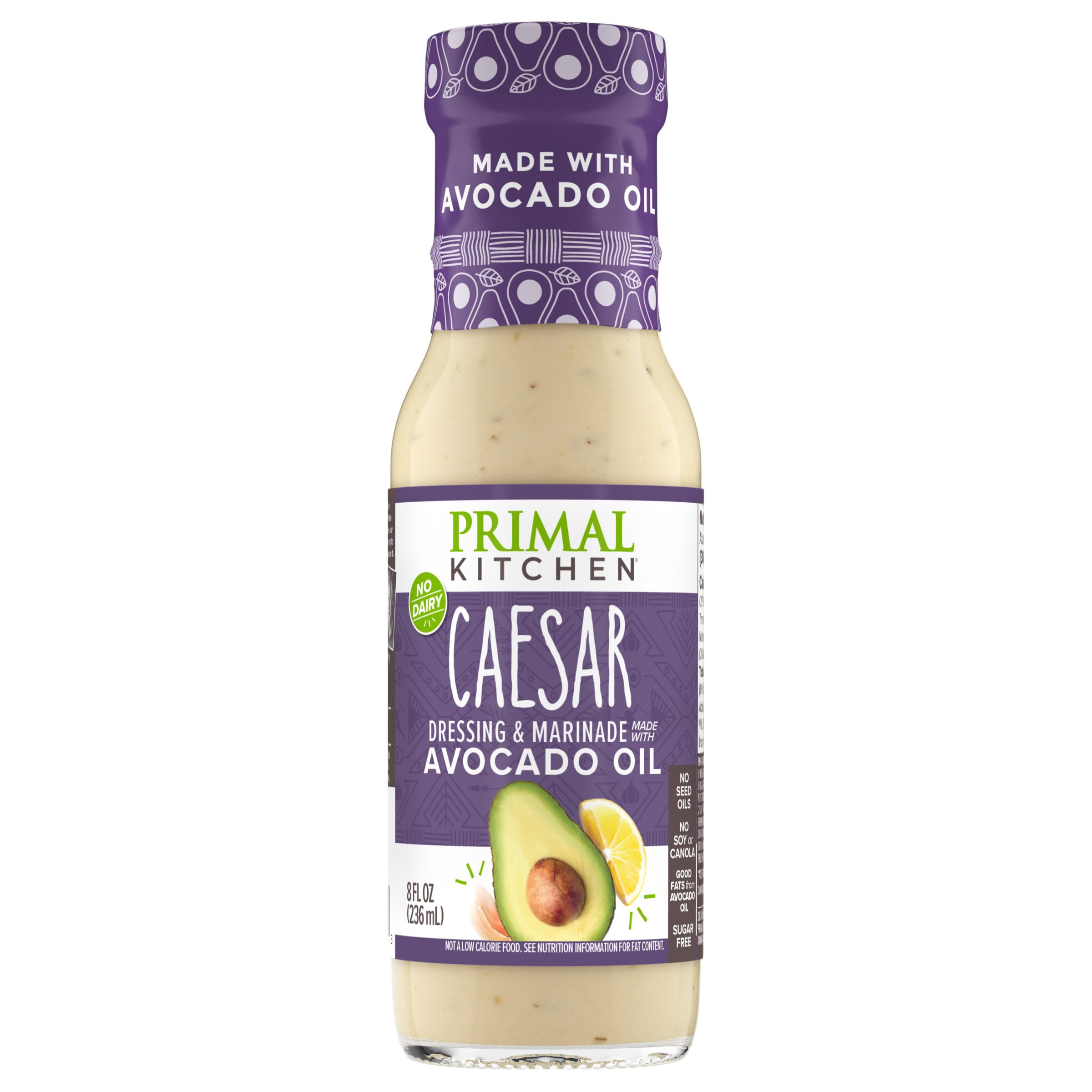 Caesar Salad Dressing & Marinade made with Avocado Oil, Whole30 Approved, Paleo Friendly, and Keto Certified, 8 Fluid Ounces